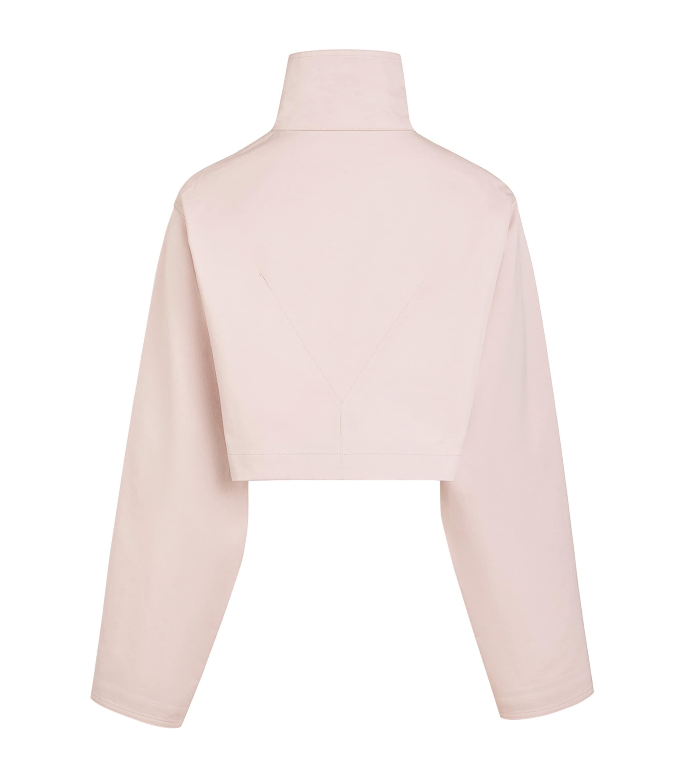 Alaïa Womens Cotton-Silk Cropped Jacket Pink Image 2