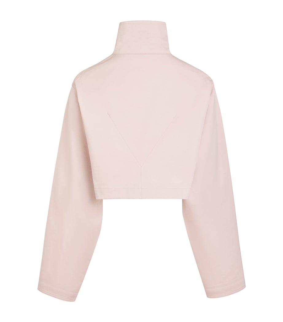 Alaïa Womens Cotton-Silk Cropped Jacket Pink Image 2