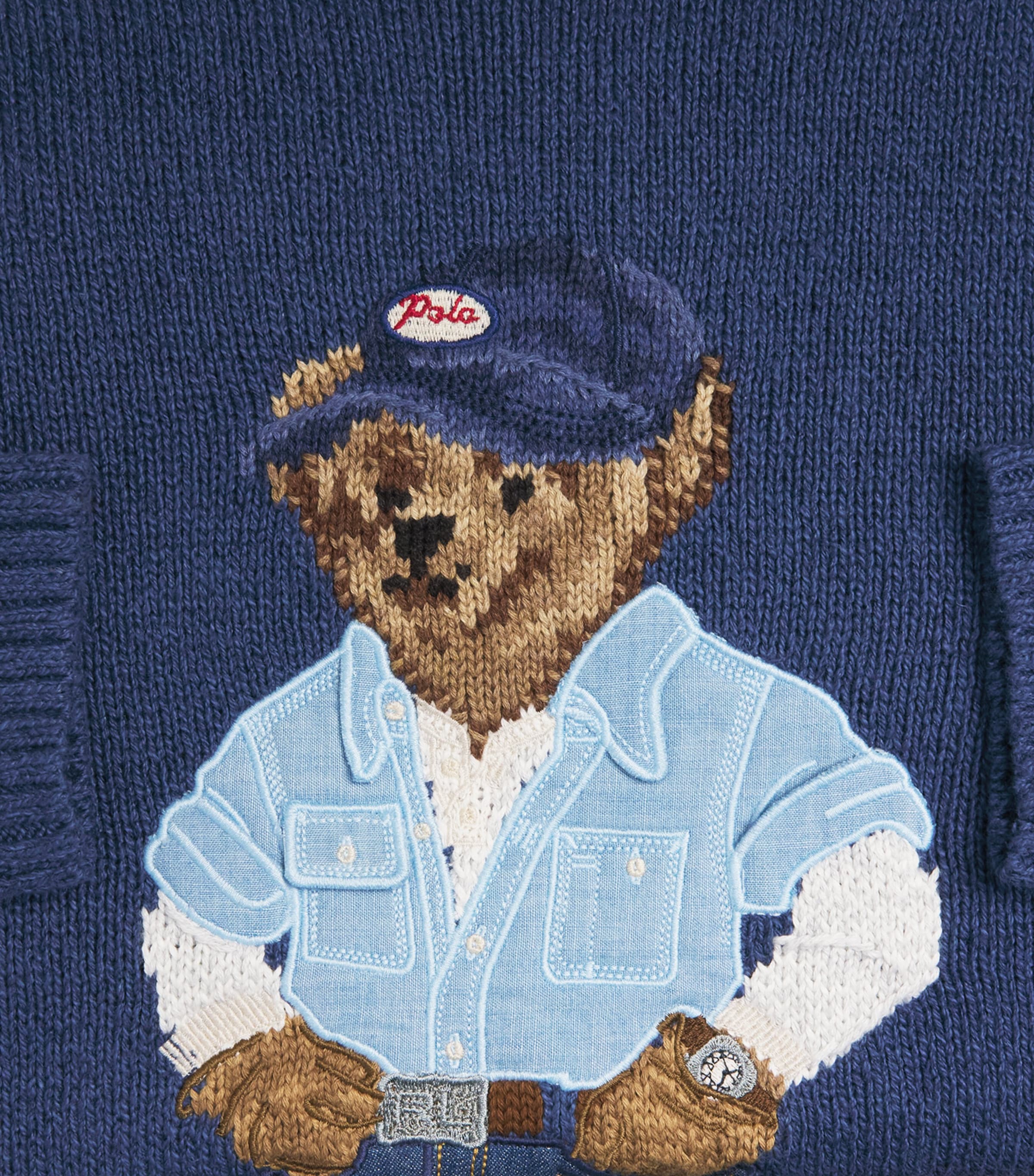Polo Ralph Lauren Mens Linen-Cotton Polo Bear Sweater Light Navy Image 6