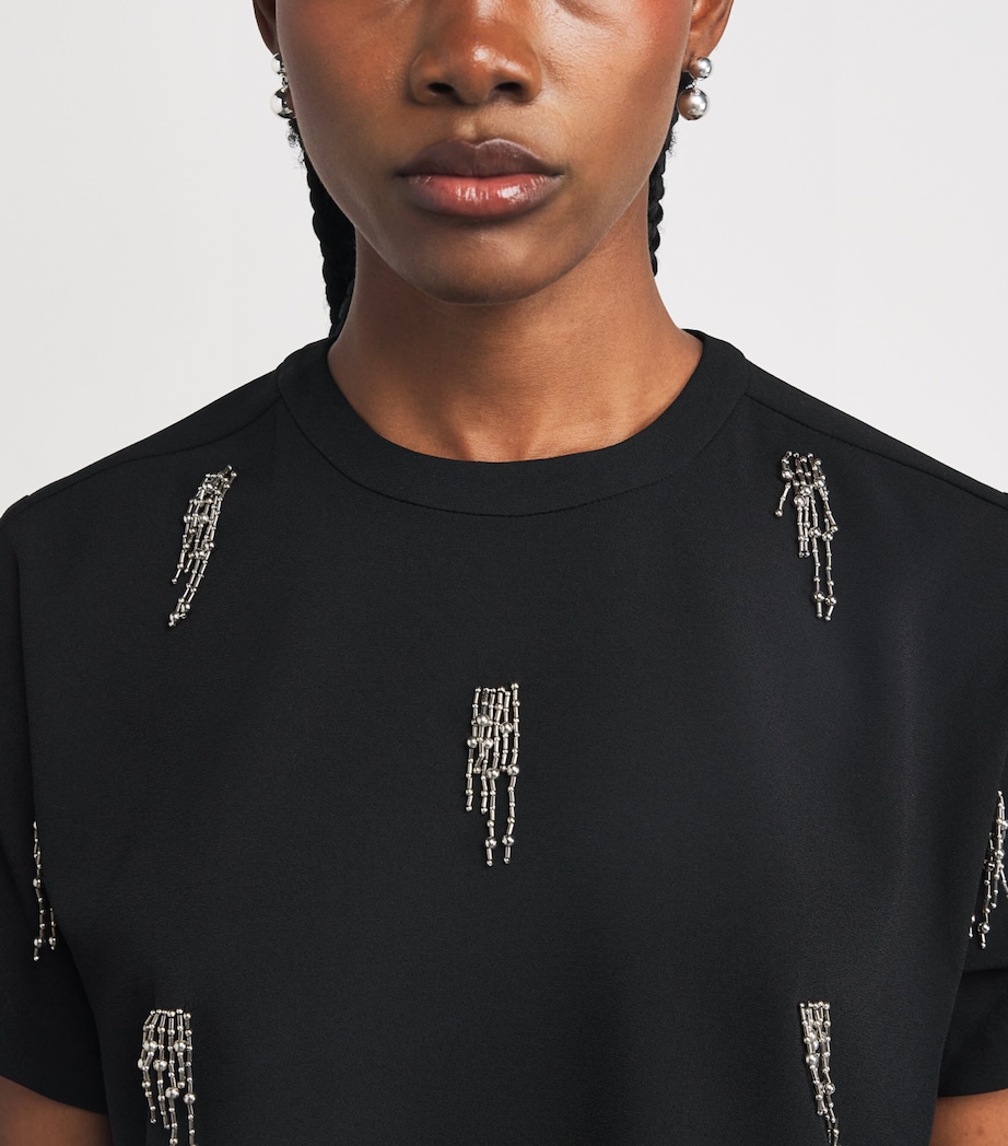 Crepe Abelia Embellished T-Shirt BLACK Image 6