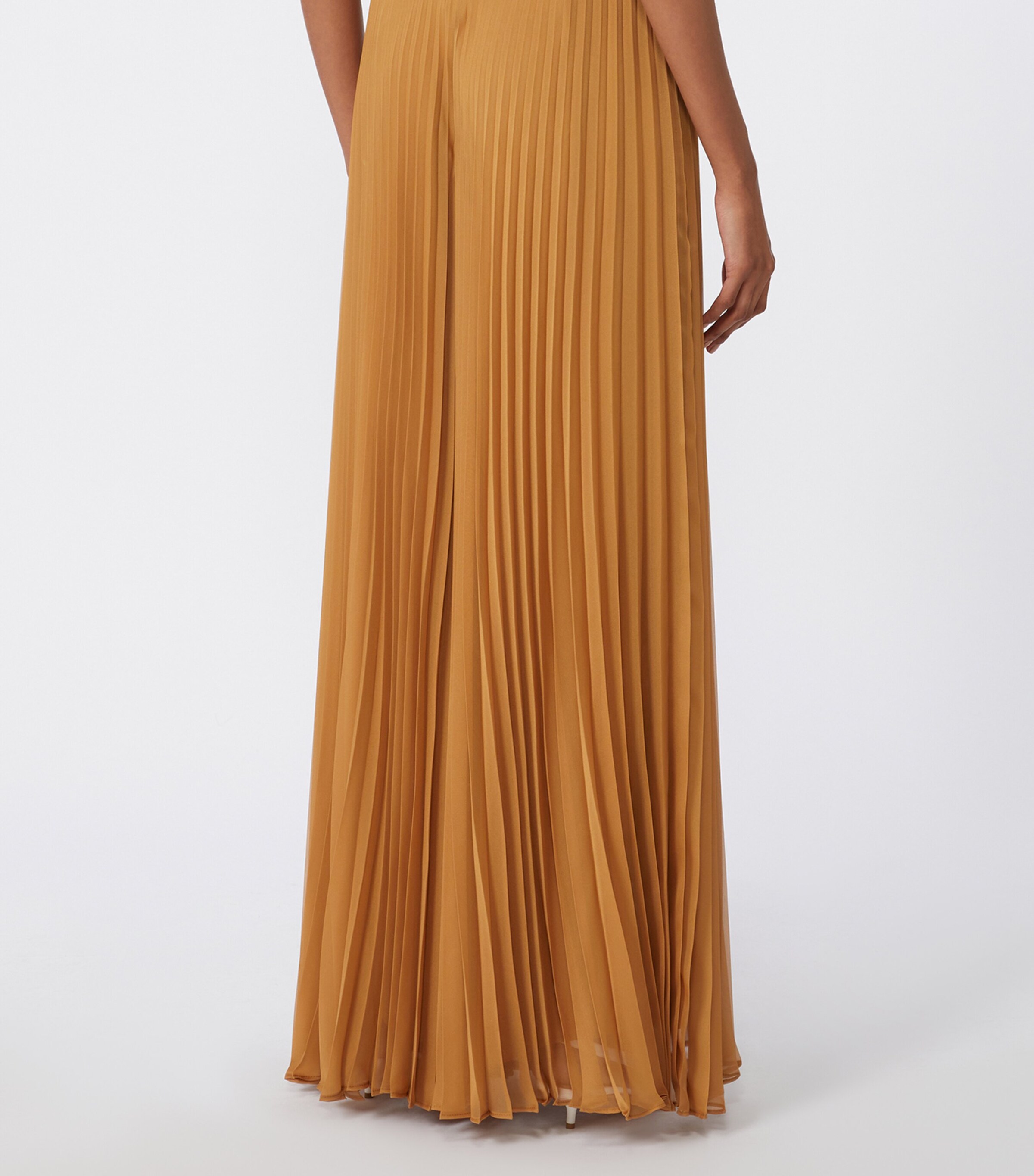 Max Mara Womens Chiffon Pleated Wide-Leg Trousers Caramel Image 2