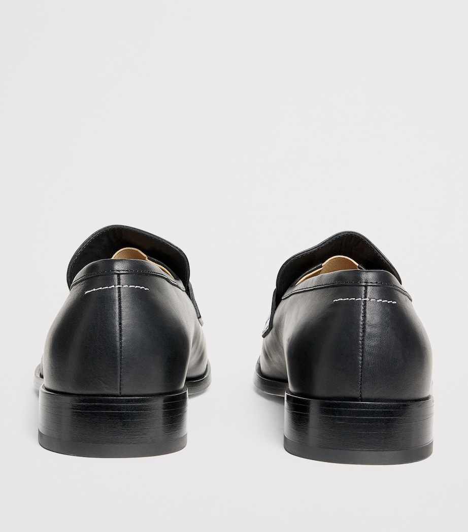 Leather Debossed Logo Loafers T8013 - BLACK Image 4