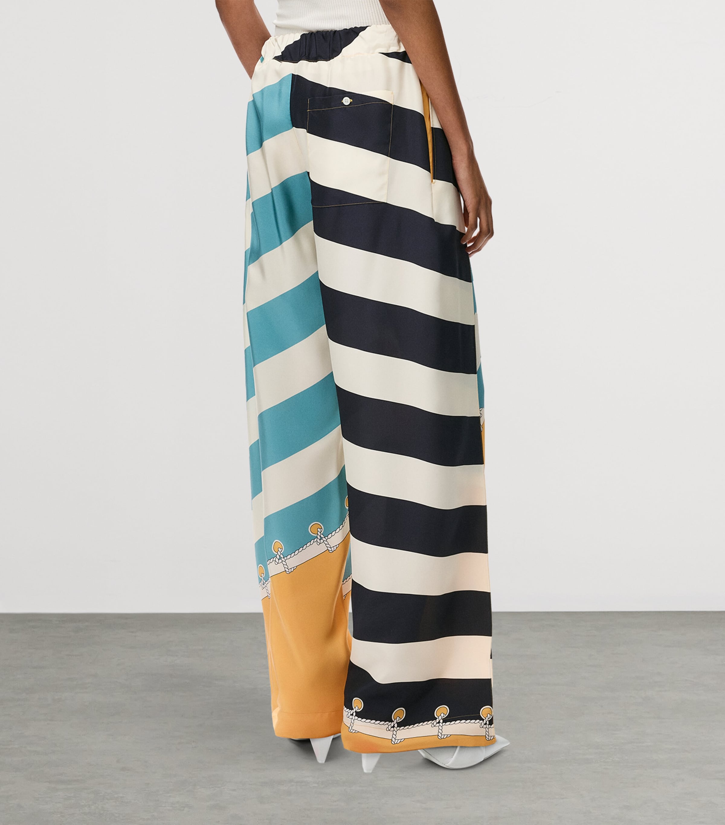 LOEWE Womens Silk Printed Trousers Orange/multicolor Image 4