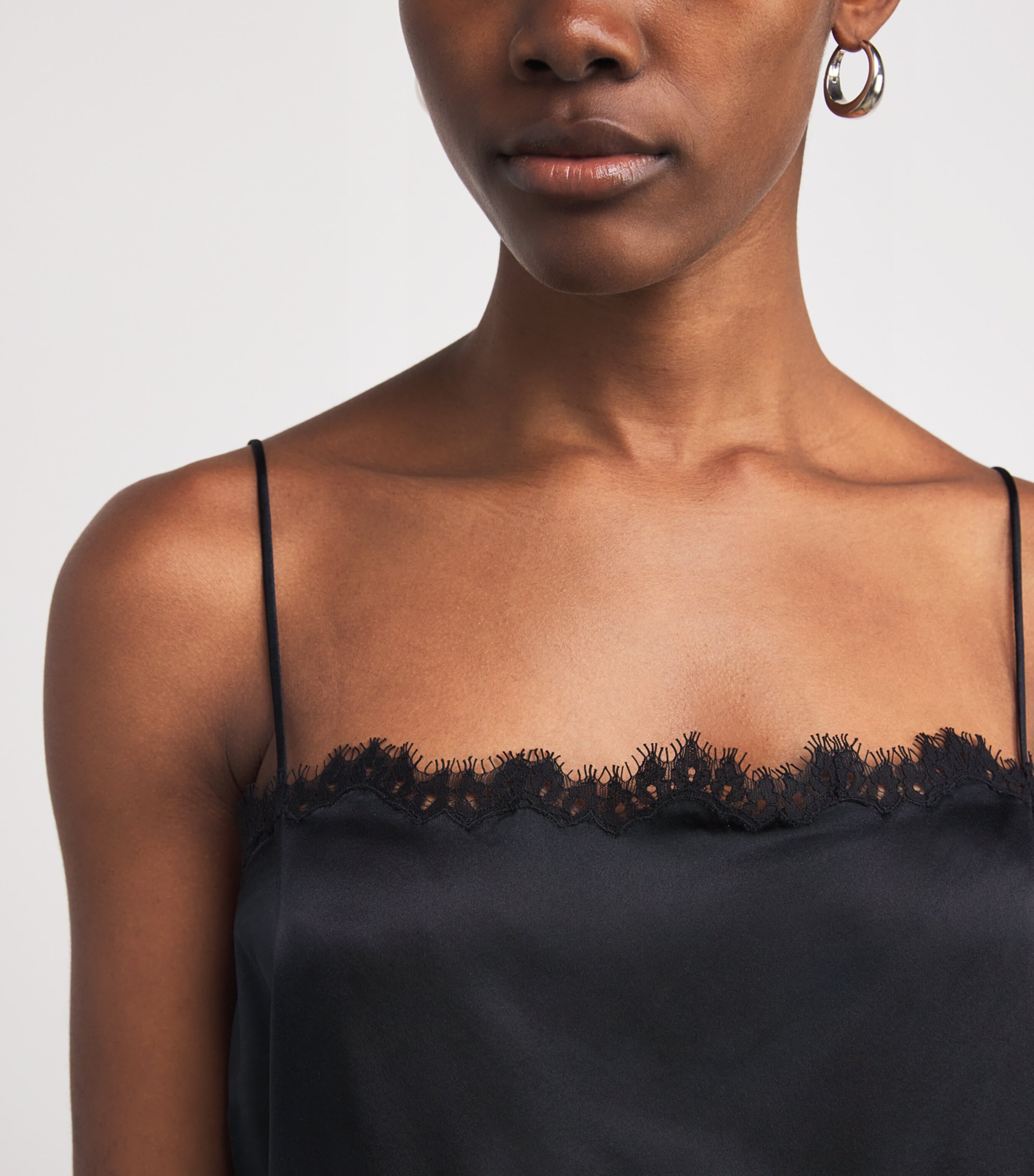 Silk Lace-Trim Loure Top BLACK W BLACK LACE Image 6