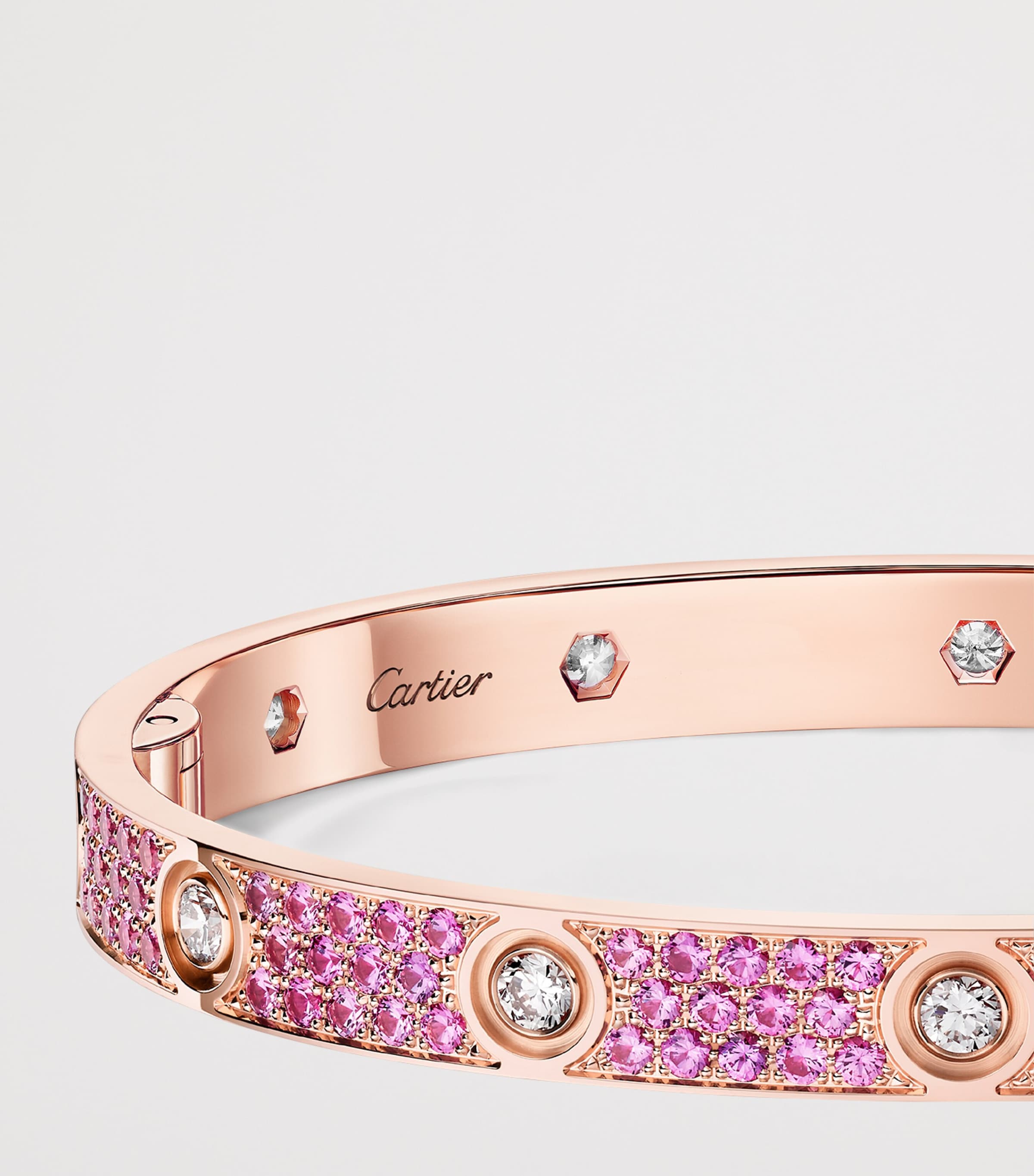 Cartier Rose Gold, Diamond and Sapphire Classic LOVE Bracelet Rose Gold Image 4