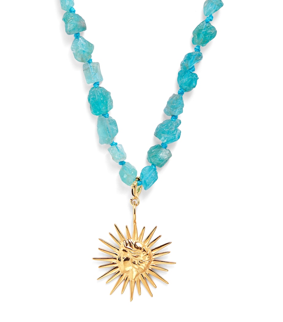Gold-Plated and Apatite Mini Sun Necklace TEAL Image 1