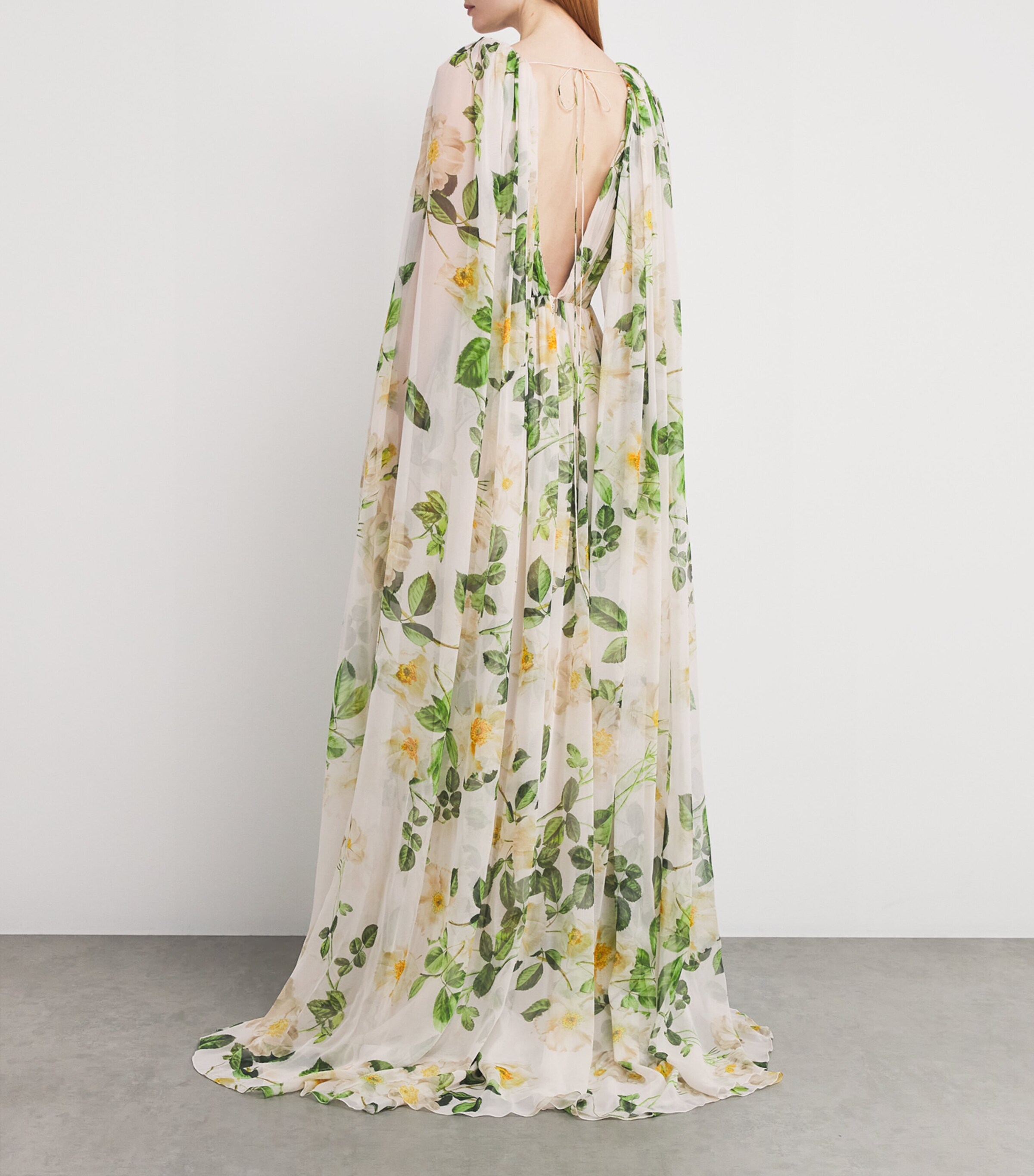 Orchidee and Soleil-Print Silk Dress with Cape main image 0