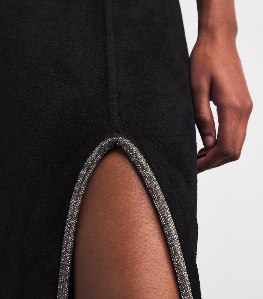 Velvet Embellished-Detail Midi Dress BLACK Image 6