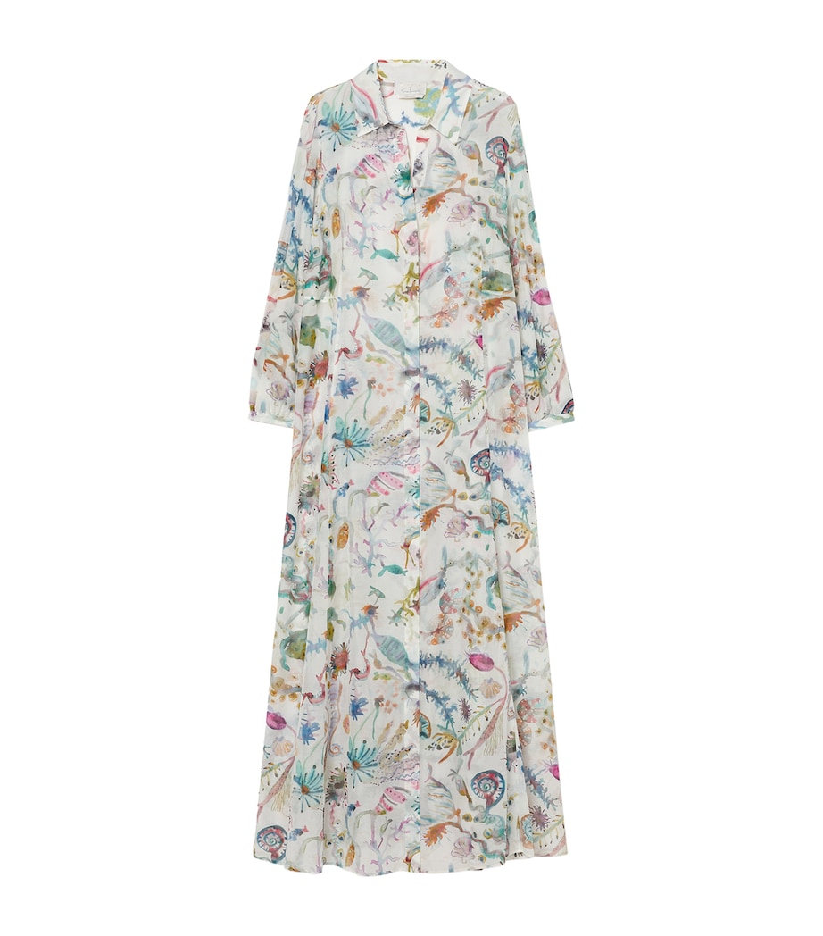 Marina Rinaldi Womens Cotton-Silk Maxi Shirt Dress Ice Image 1