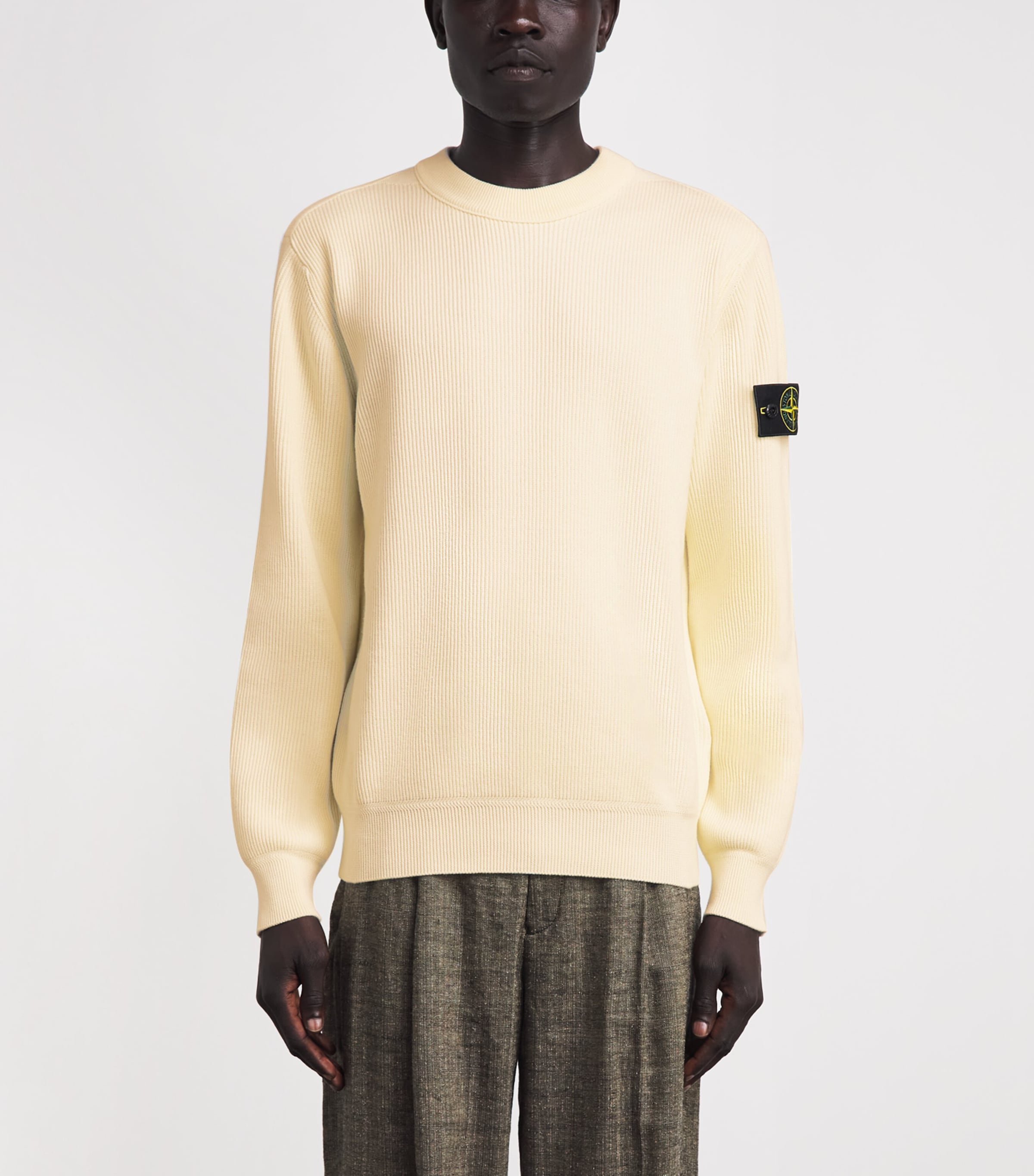 Stone Island Mens Ribbed Compass Patch Sweatshirt Image 4