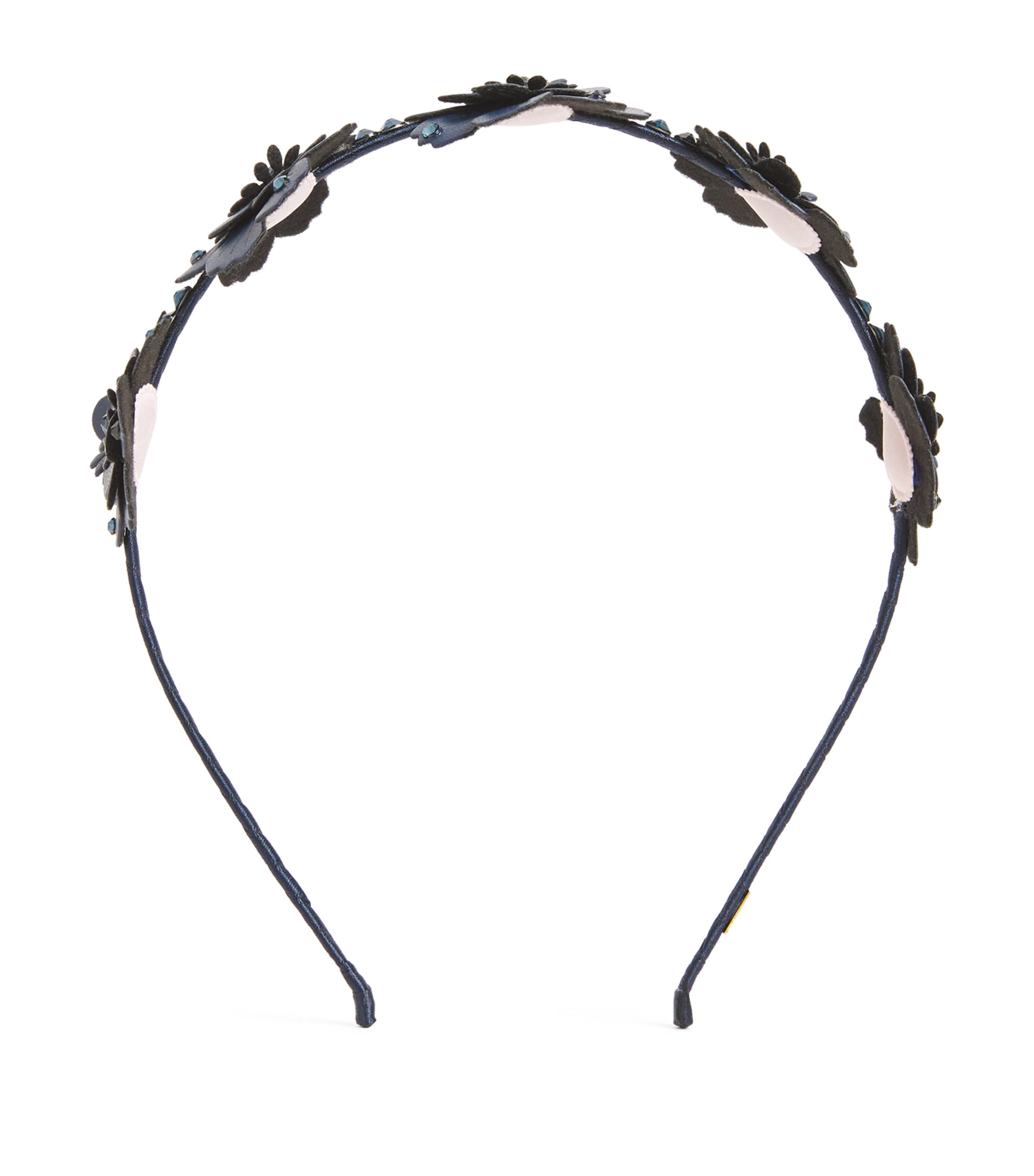 Shop Bari Lynn Crystal-embellished Floral Headband In Navy