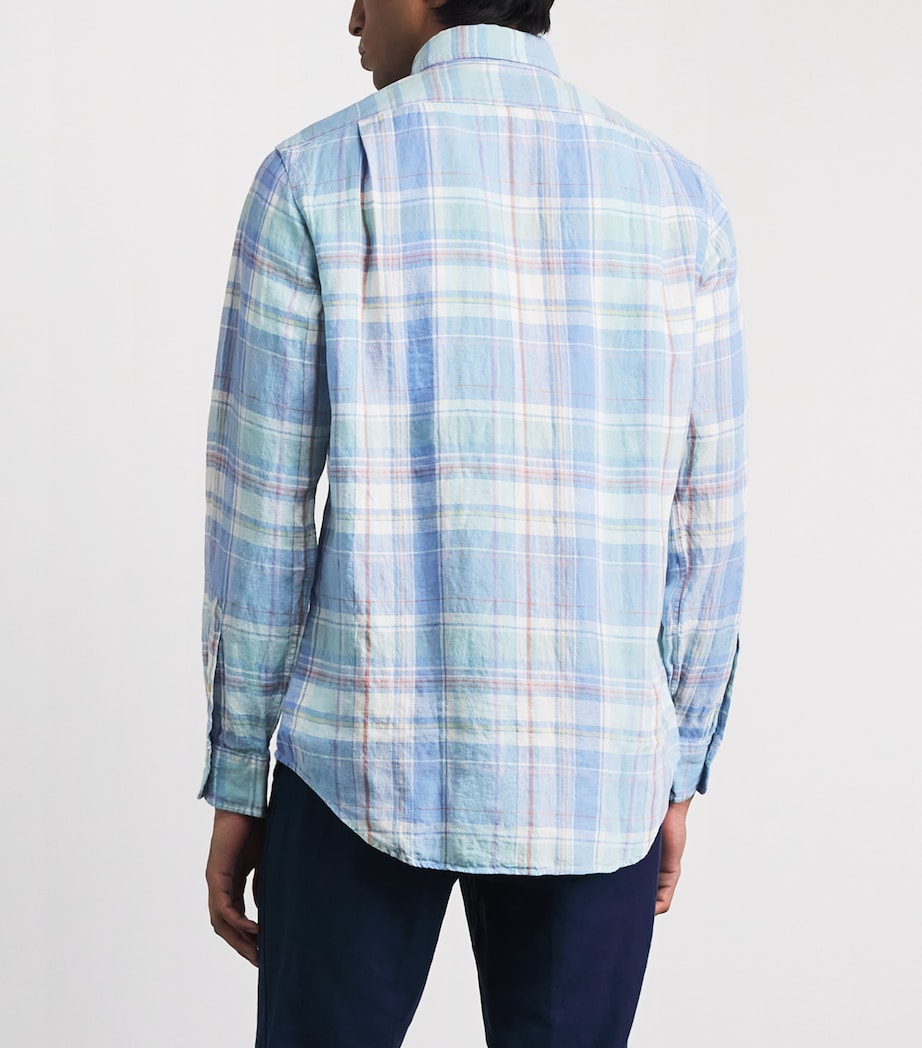 Polo Ralph Lauren Mens Linen Check Shirt Blu Orng Multi Image 5