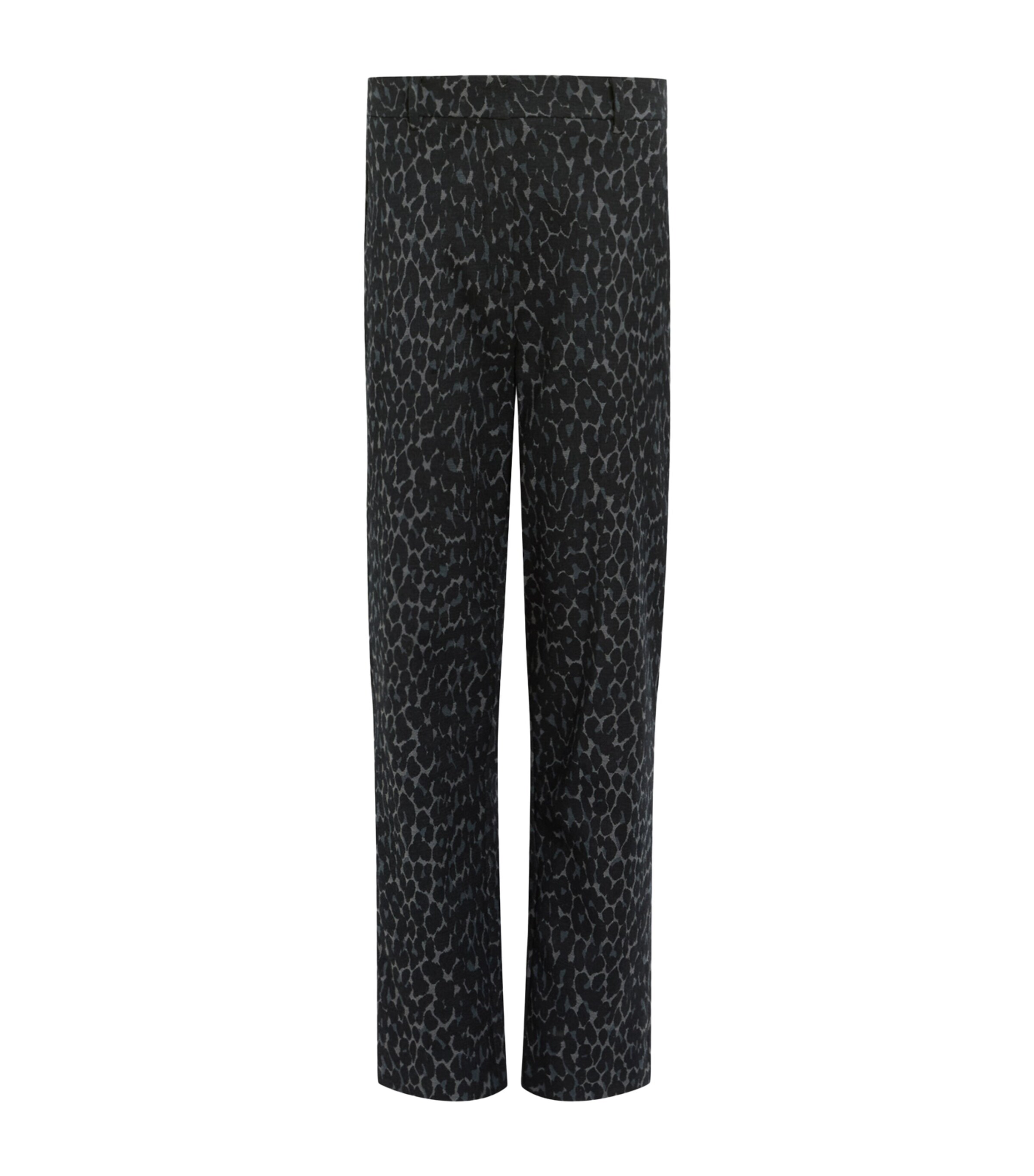 Allsaints Aurora Leopard Jacquard Trousers In Grey
