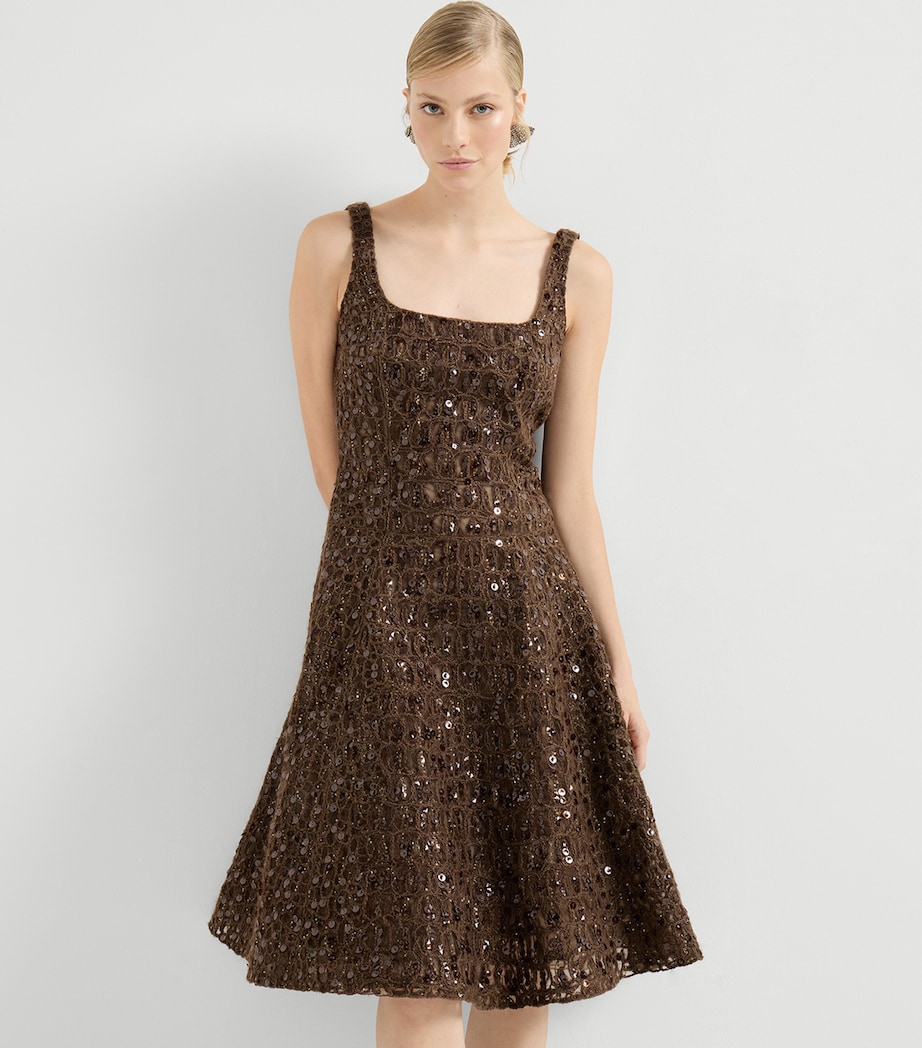 Mohair-Silk-Linen-Blend Midi Dress C532 Image 4