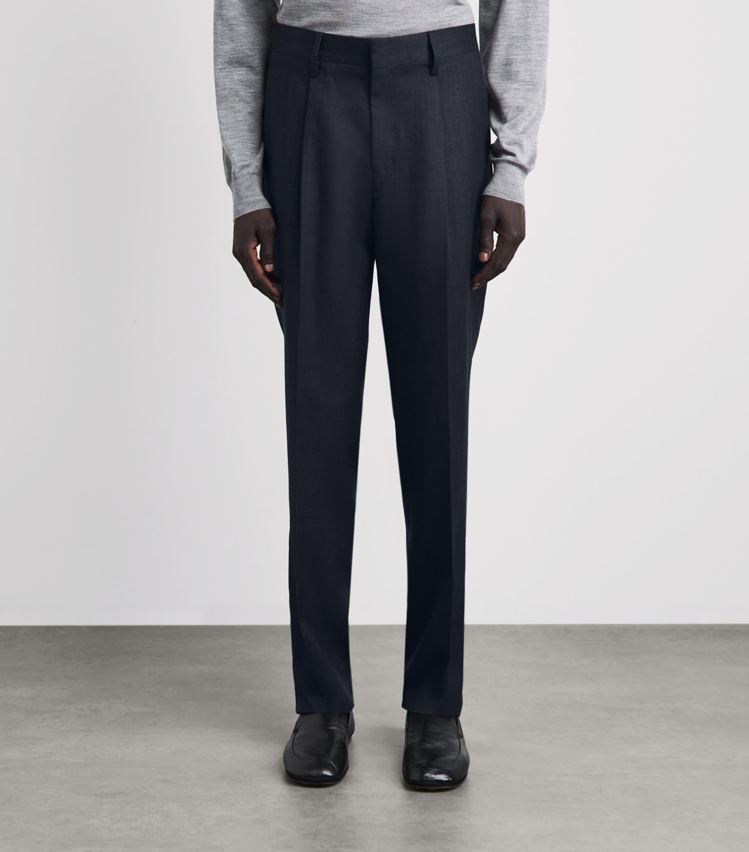 Lardini Mens Virgin Wool-Blend Suit Trousers Navy Image 4