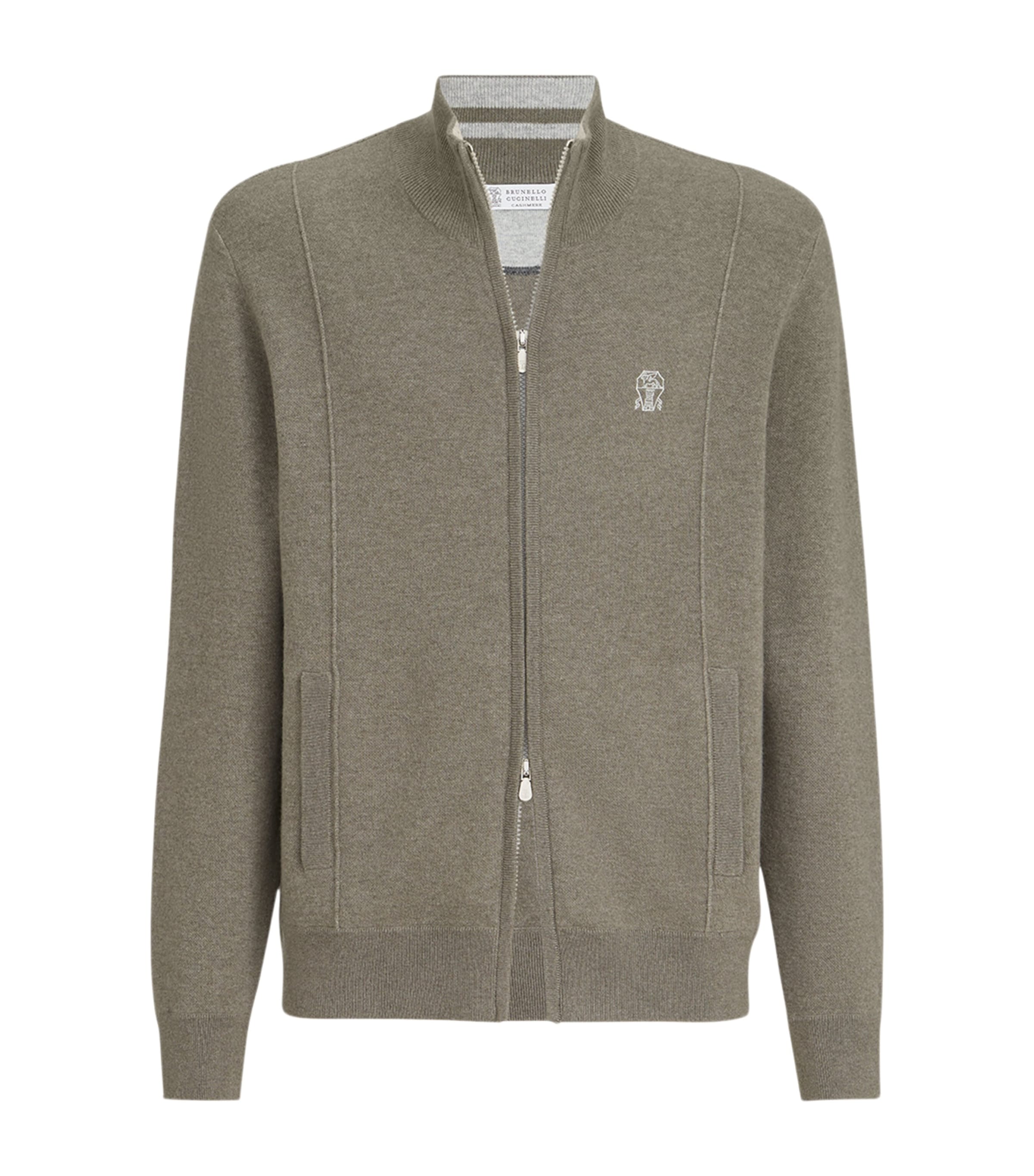 Brunello Cucinelli Mens Cashmere-Blend Zip-Up Cardigan Image 1