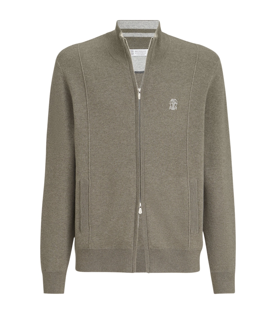 Brunello Cucinelli Mens Cashmere-Blend Zip-Up Cardigan Image 1