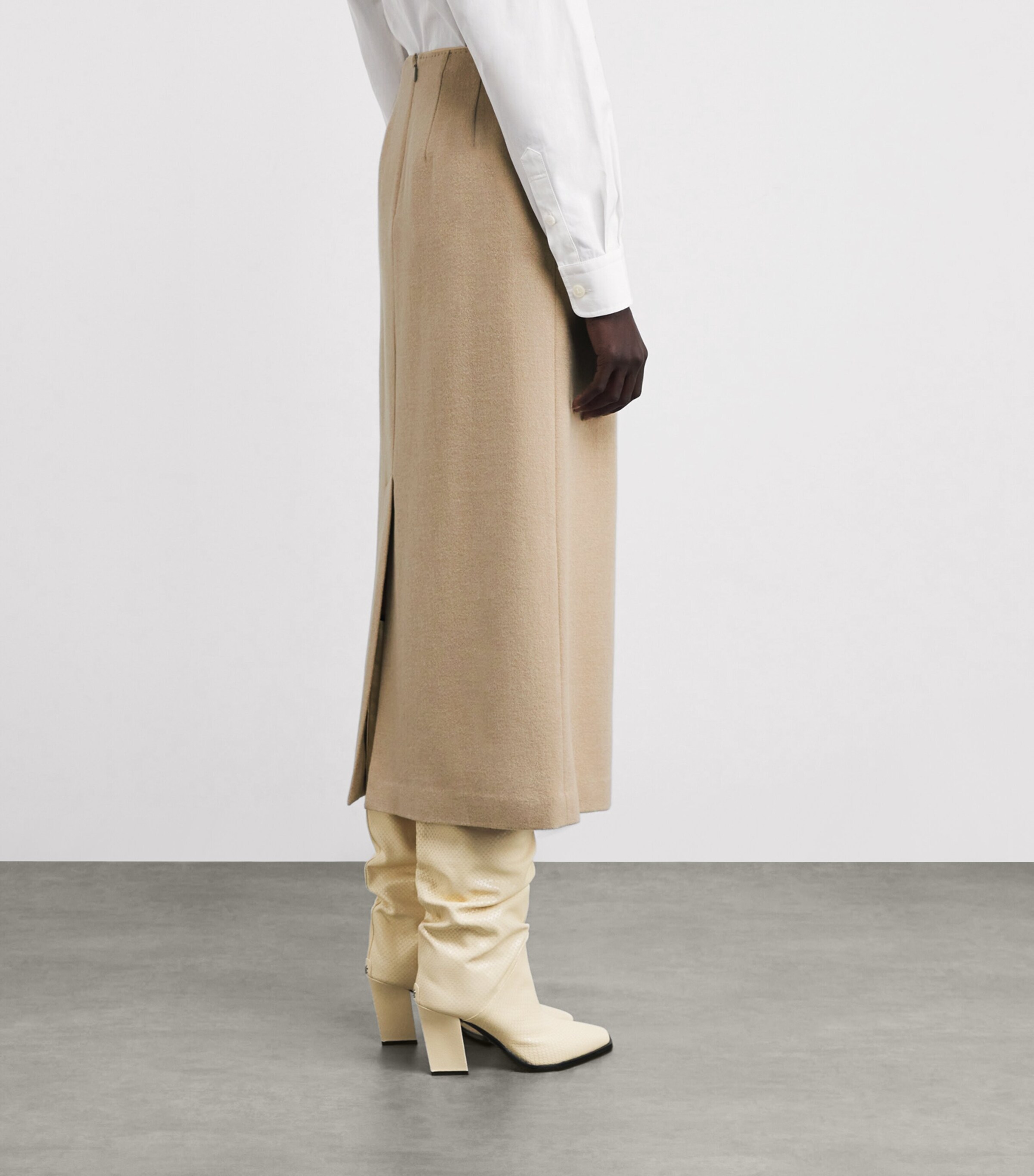 Camel Hair Midi Skirt NATURAL Image 4