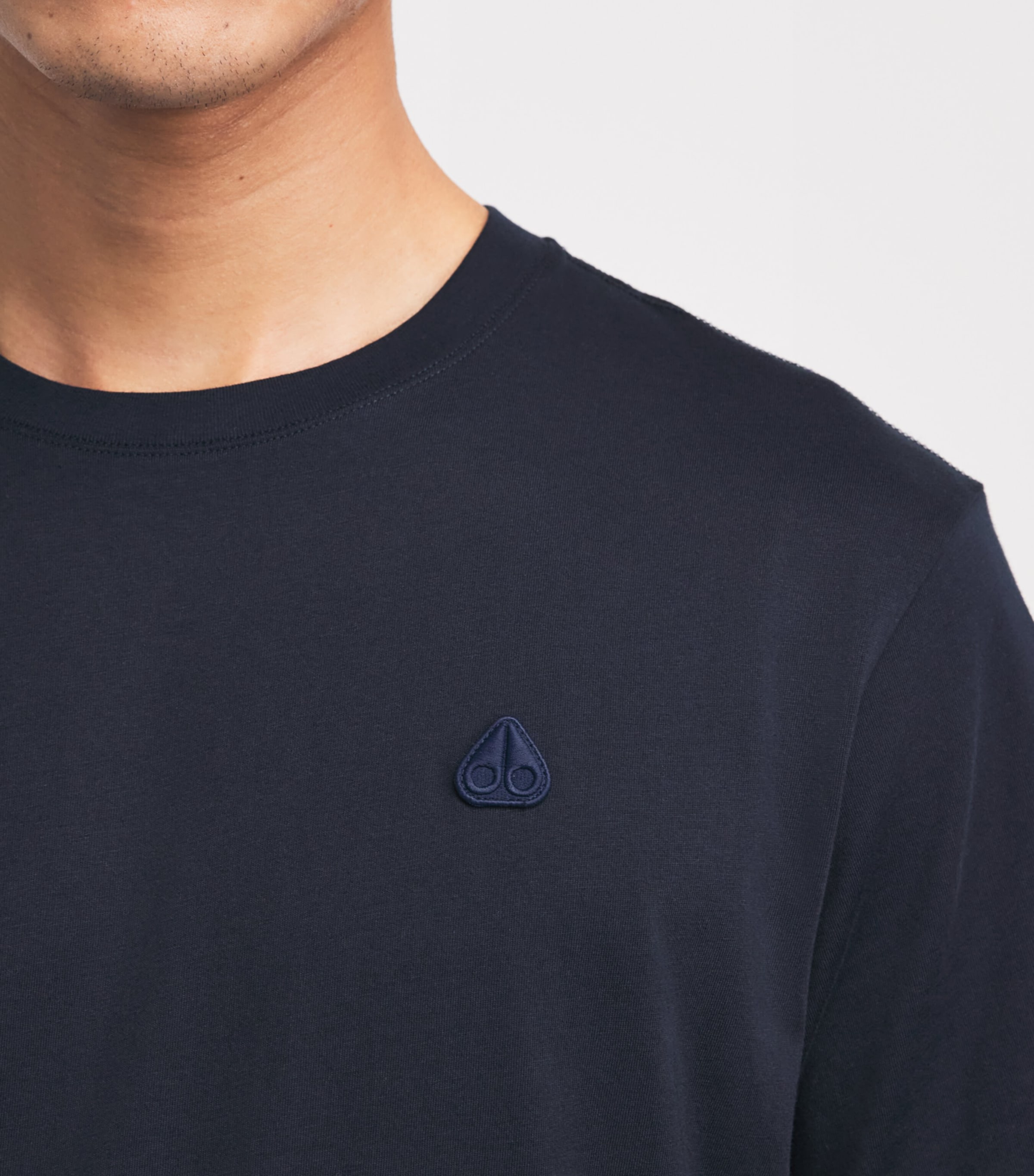 Moose Knuckles Mens Cotton Logo Yul T-Shirt Navy Image 3