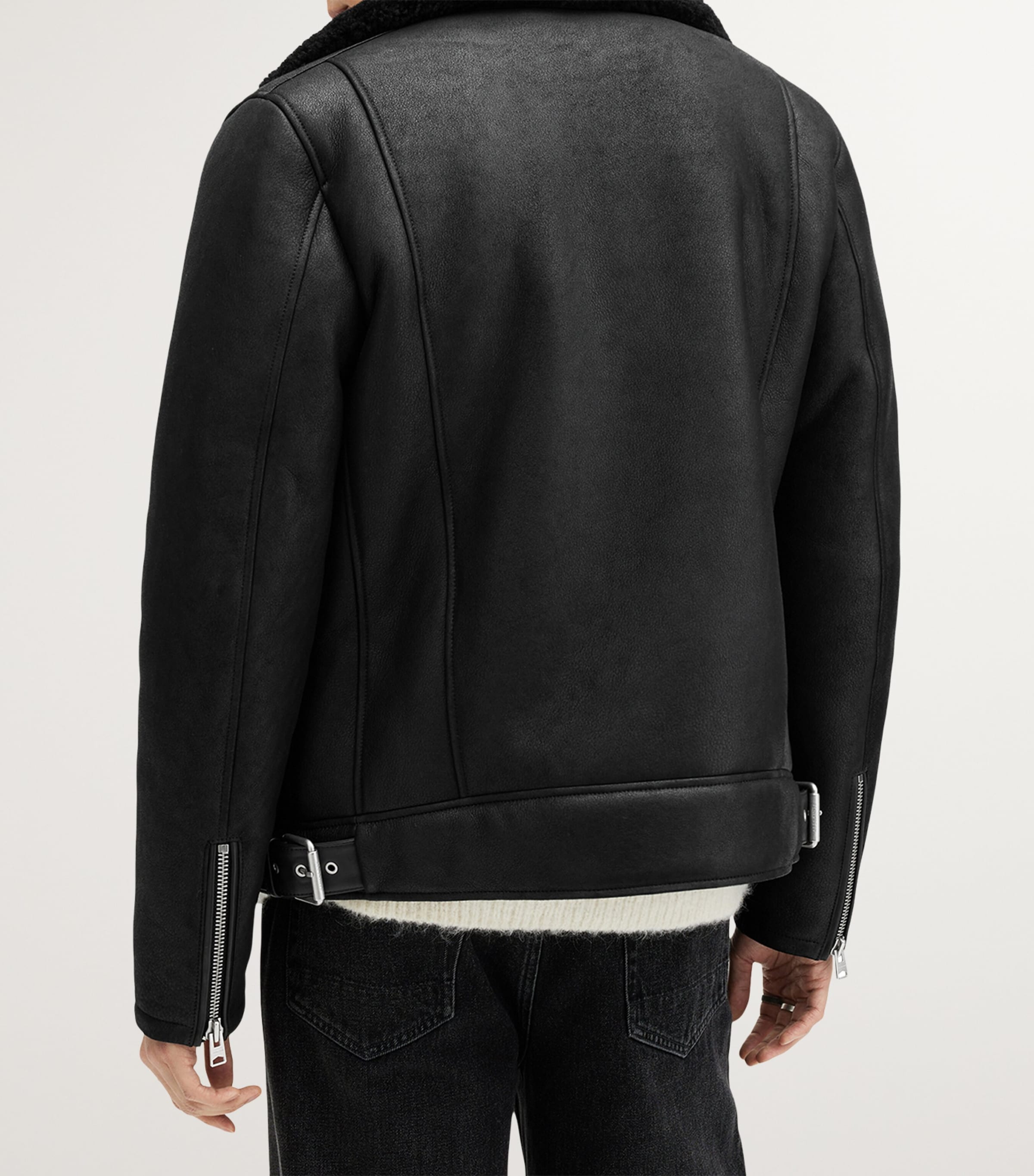 AllSaints Black Sheepskin Shearling Xena Jacket | Harrods US