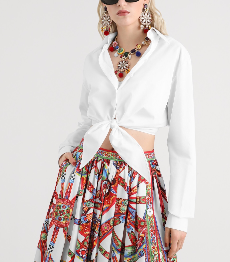 Dolce&Gabbana Womens Cotton Tie-Detail Shirt Optical White Image 2