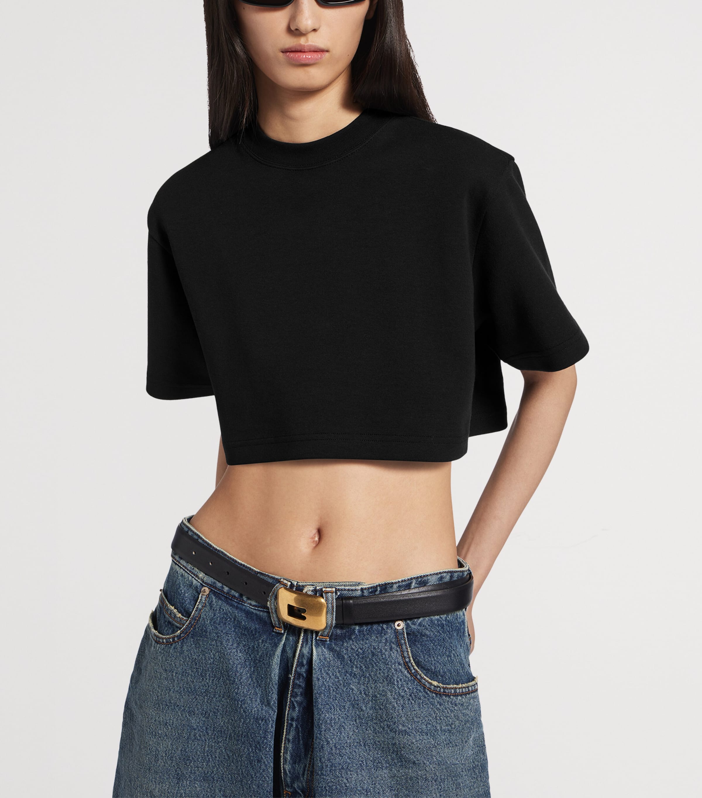 Balenciaga Womens Cotton-Blend Cropped T-Shirt Image 5