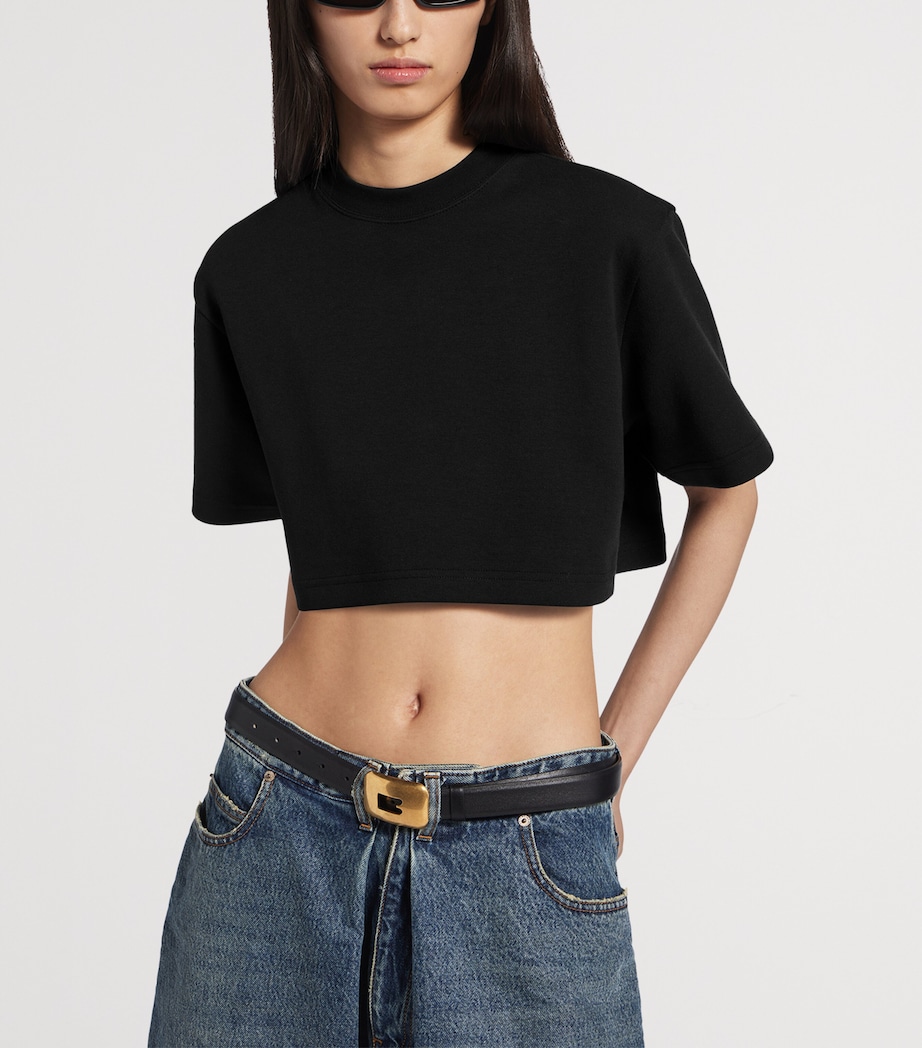 Balenciaga Womens Cotton-Blend Cropped T-Shirt Image 5