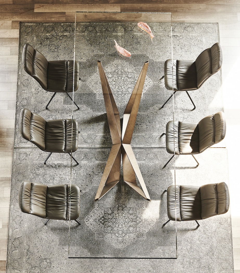 Steel and Glass Skorpio Dining Table BRUSHED BRONZE Image 3