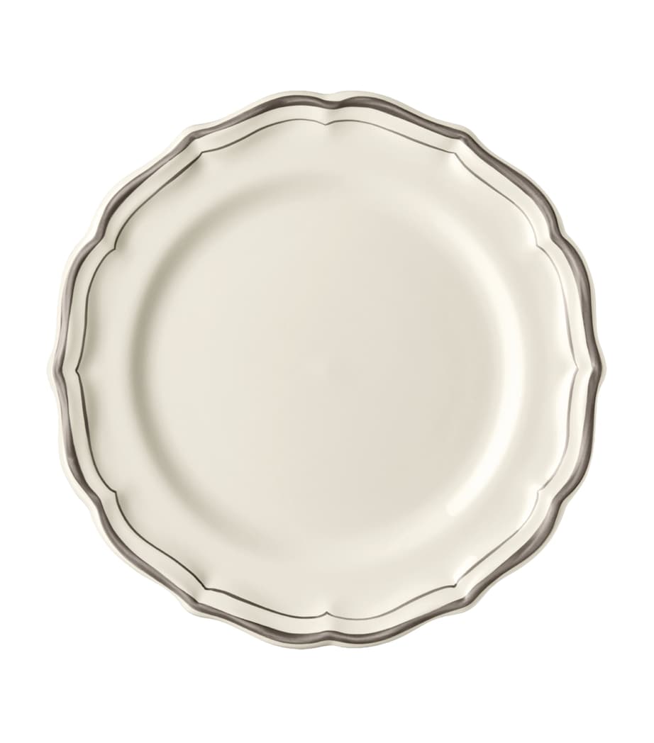 Set of 4 Filet Dessert Plates (23cm) WHITE, TAUPE Image 1