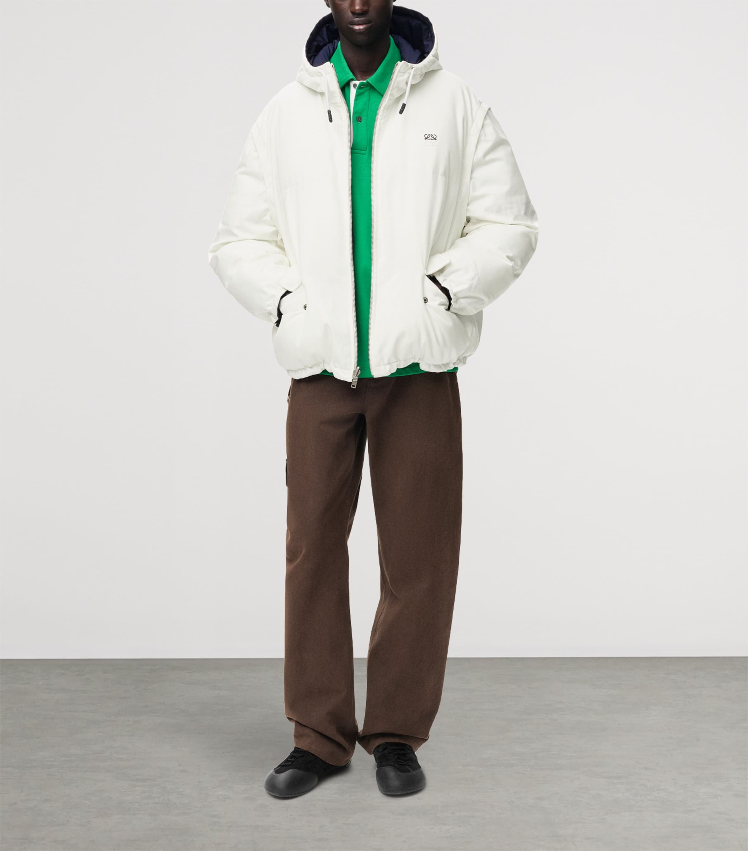 LOEWE Mens Reversible Padded Zip-Up Jacket White/navy Image 2