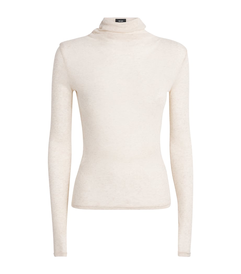 Cotton Sheer High-Neck Top OATMEAL Image 1