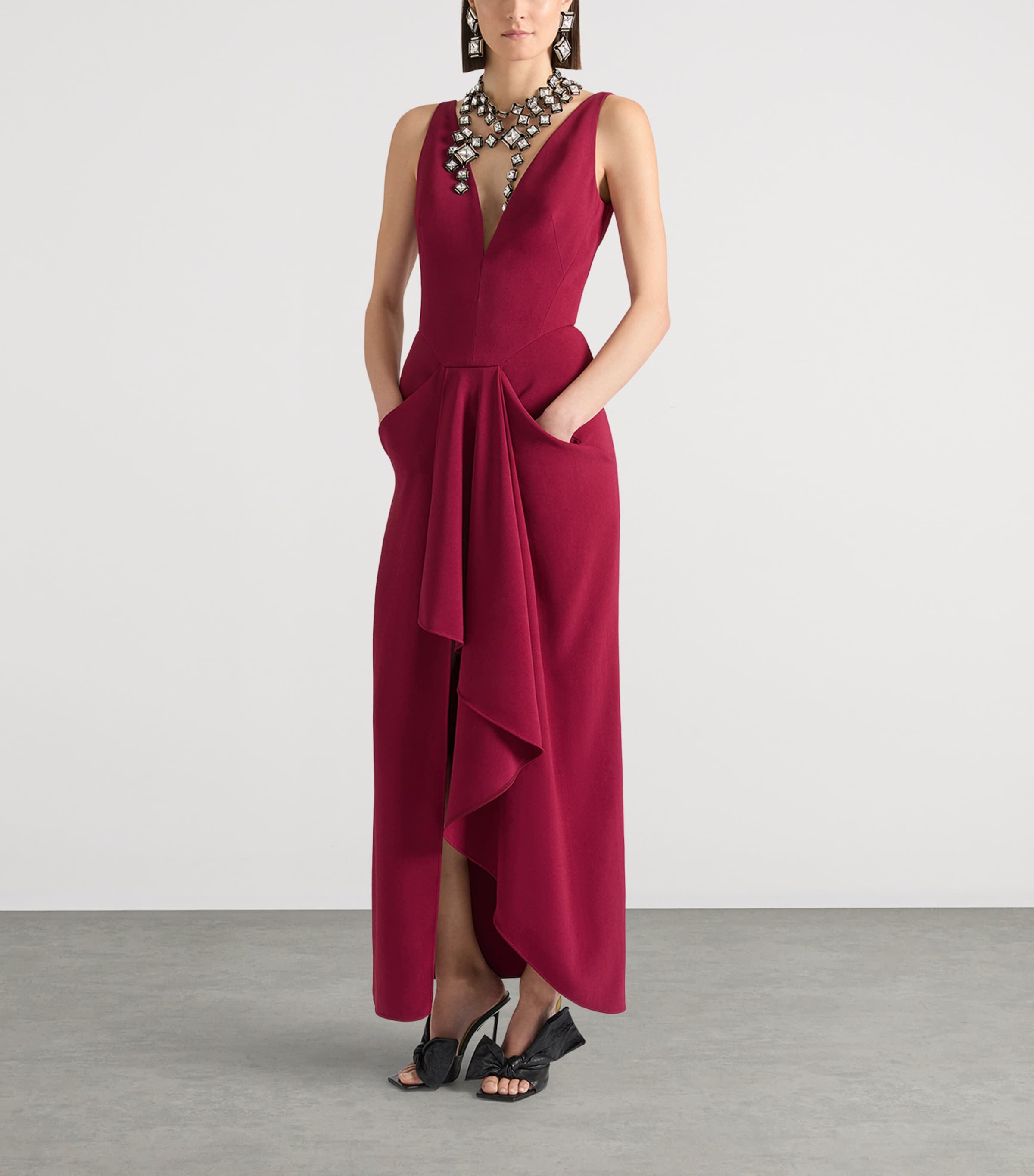 Givenchy Womens Gathered Maxi Dress Red Cherry Image 2