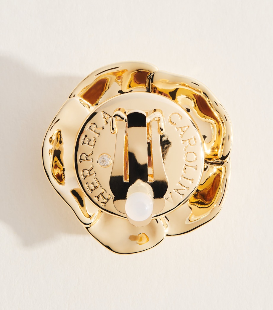 Carolina Herrera Floral Clip-On Earrings Gold Image 3
