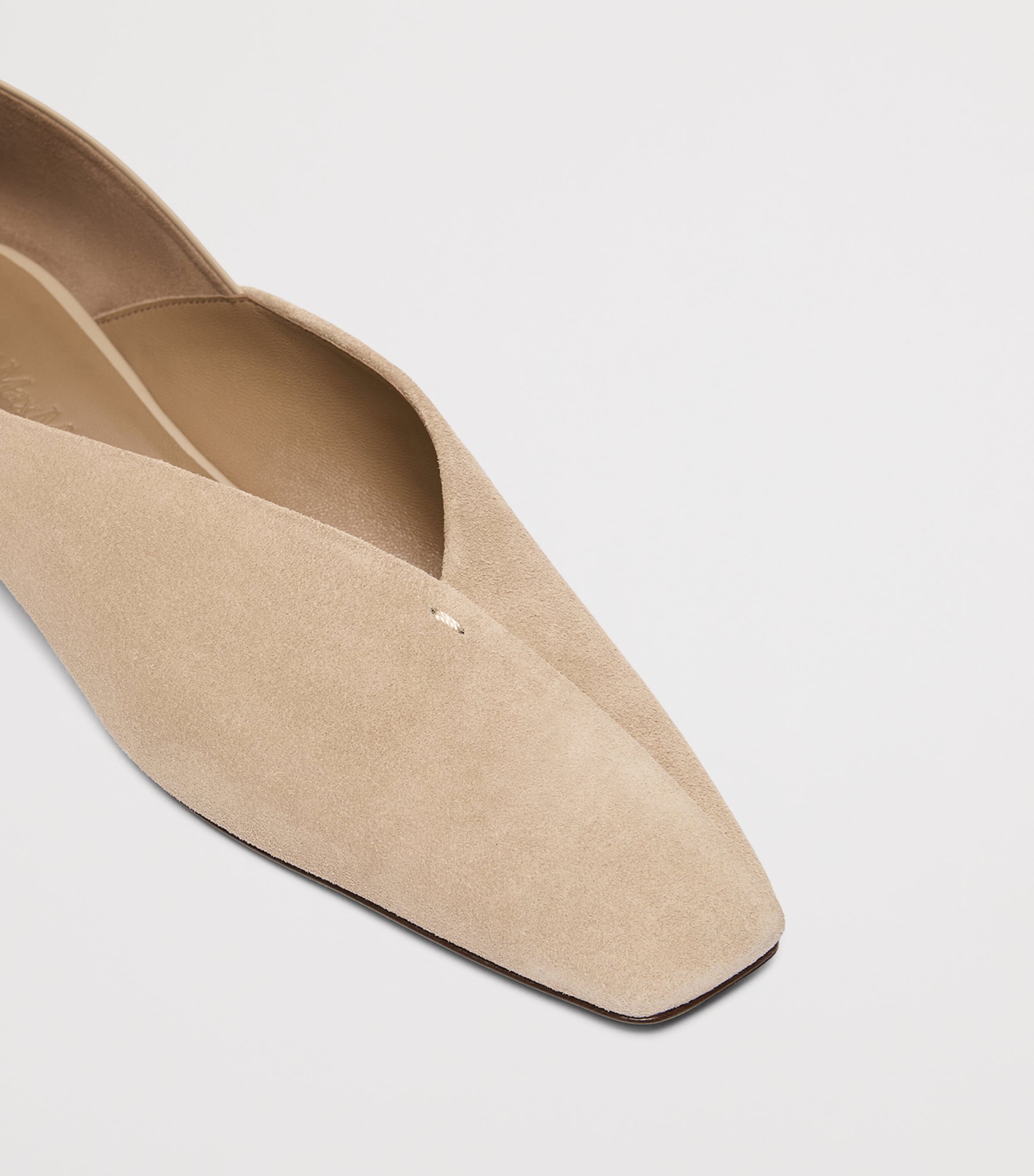 Max Mara Suede Leather-Trim Ballet Flats Beige Image 4