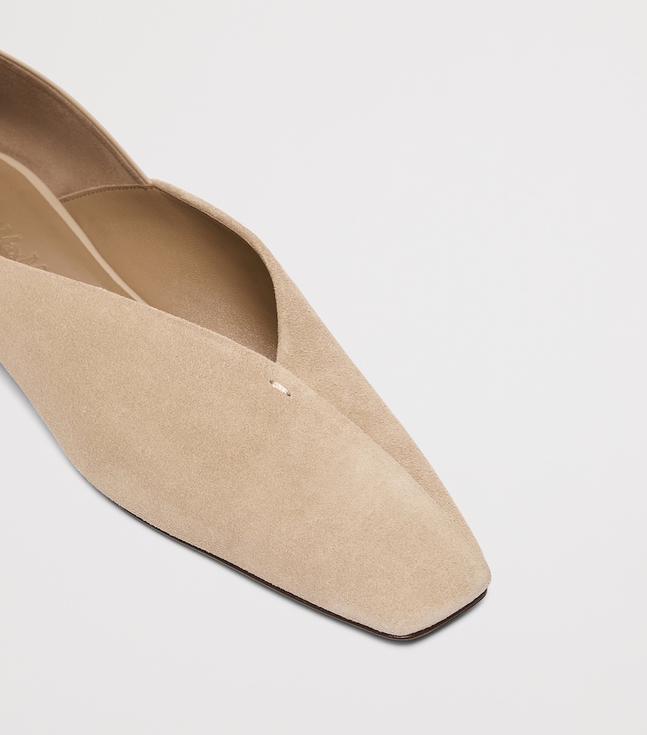 Max Mara Suede Leather-Trim Ballet Flats Beige Image 4