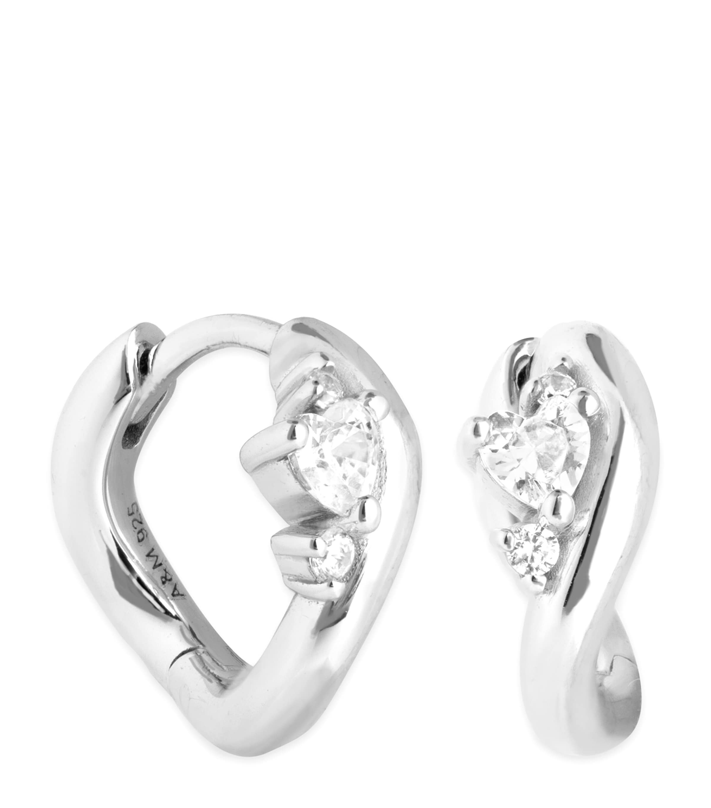 Astrid & Miyu Womens Hidden Heart Molten Sterling-silver And Cubic-zirconia Hoop Earrings In Silver