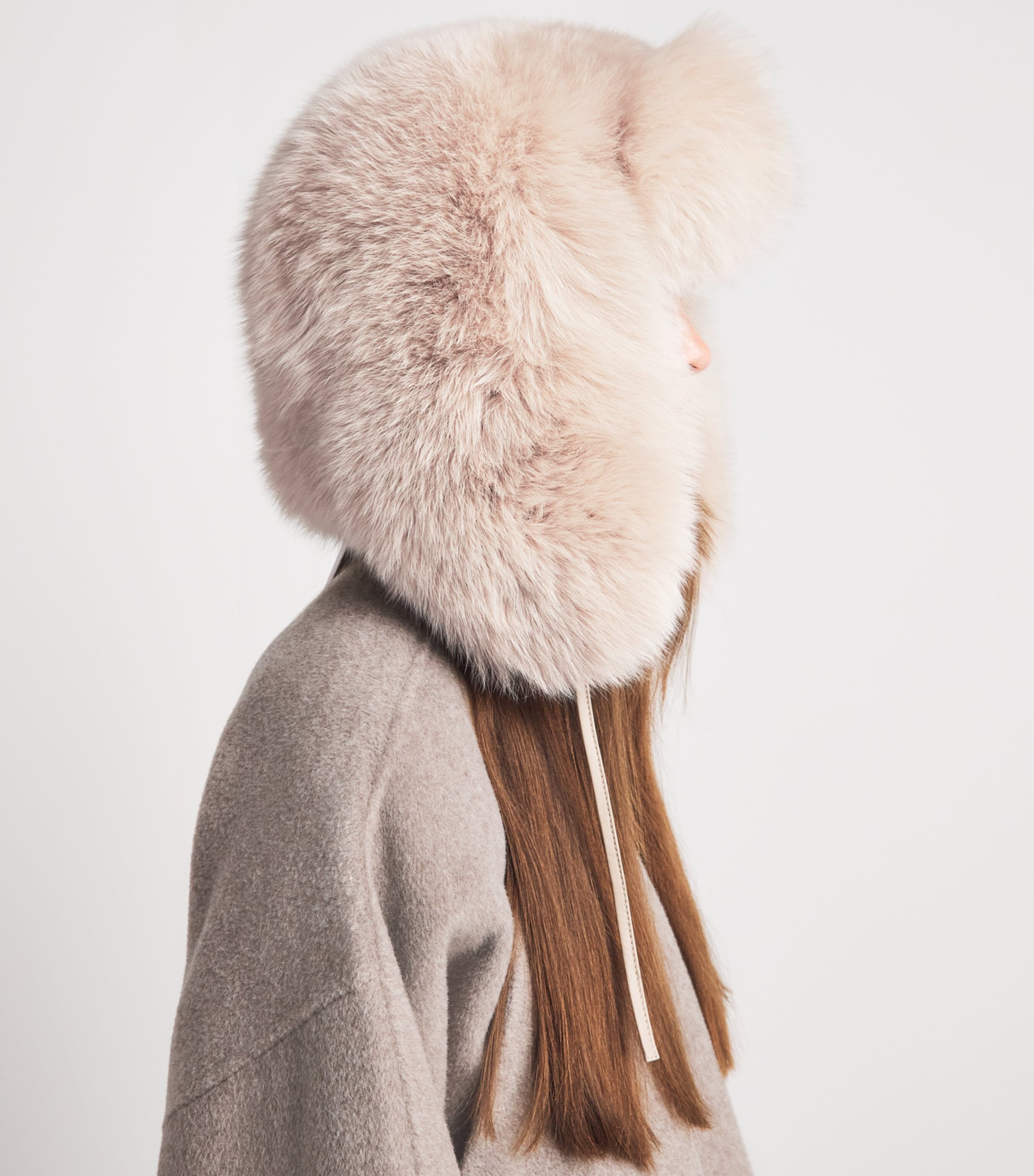 Yves Salomon Fox Fur Drawstring Chapka Hat Image 2