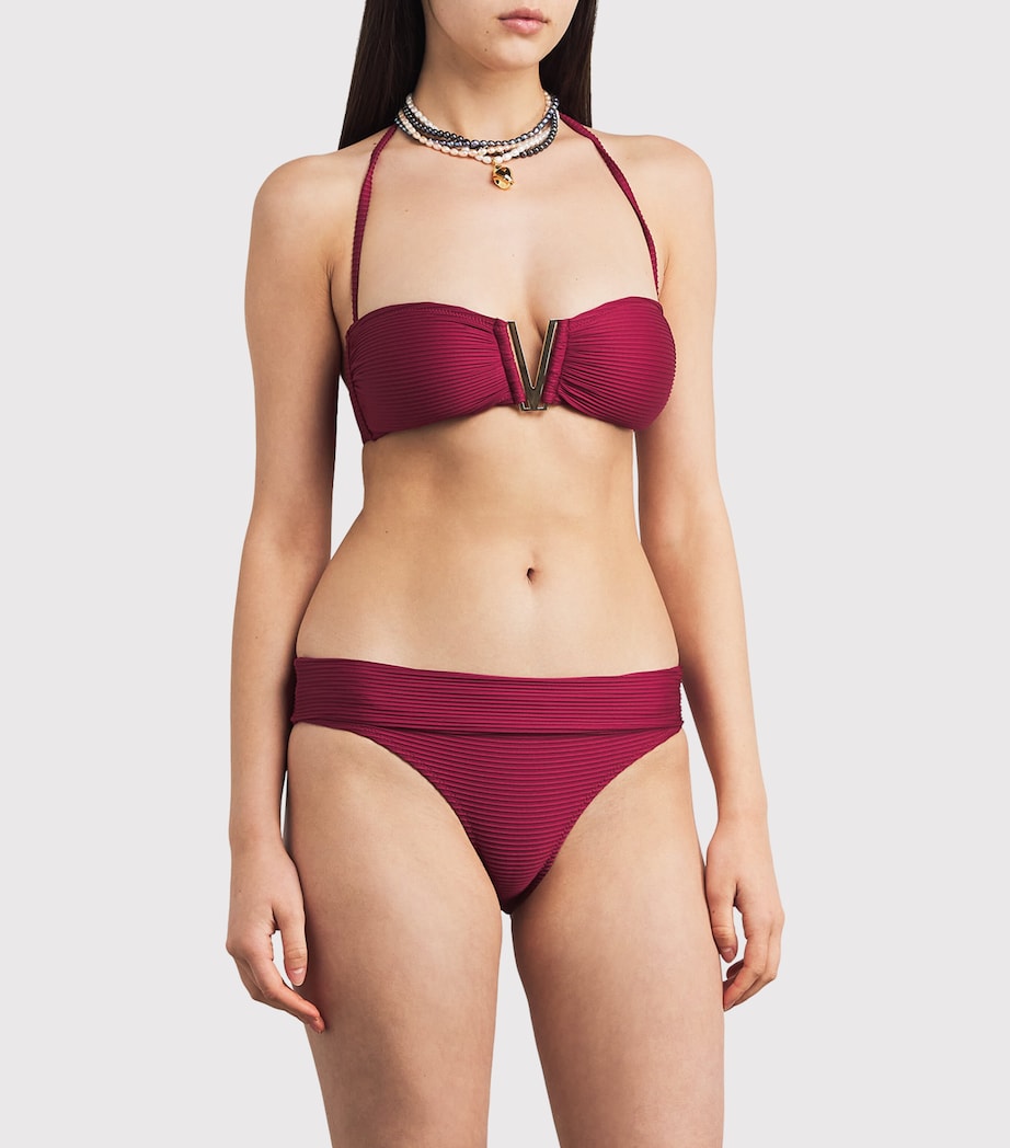 Ribbed Cassis Bikini Bottoms BET-RED Image 2