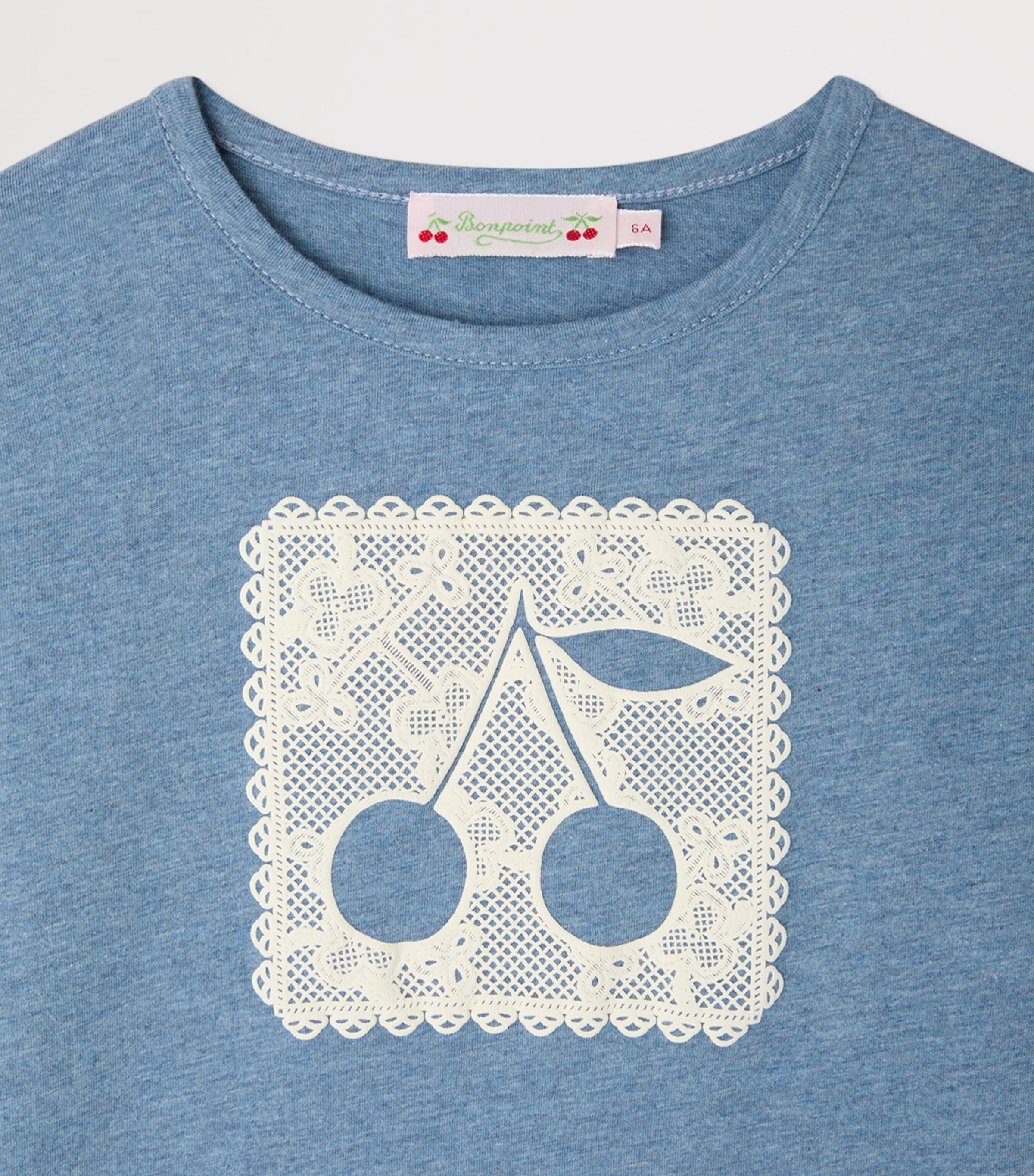 Bonpoint Cotton Cherry Long-Sleeve T-Shirt (4-8 Years) Bleu Du Nord Image 3