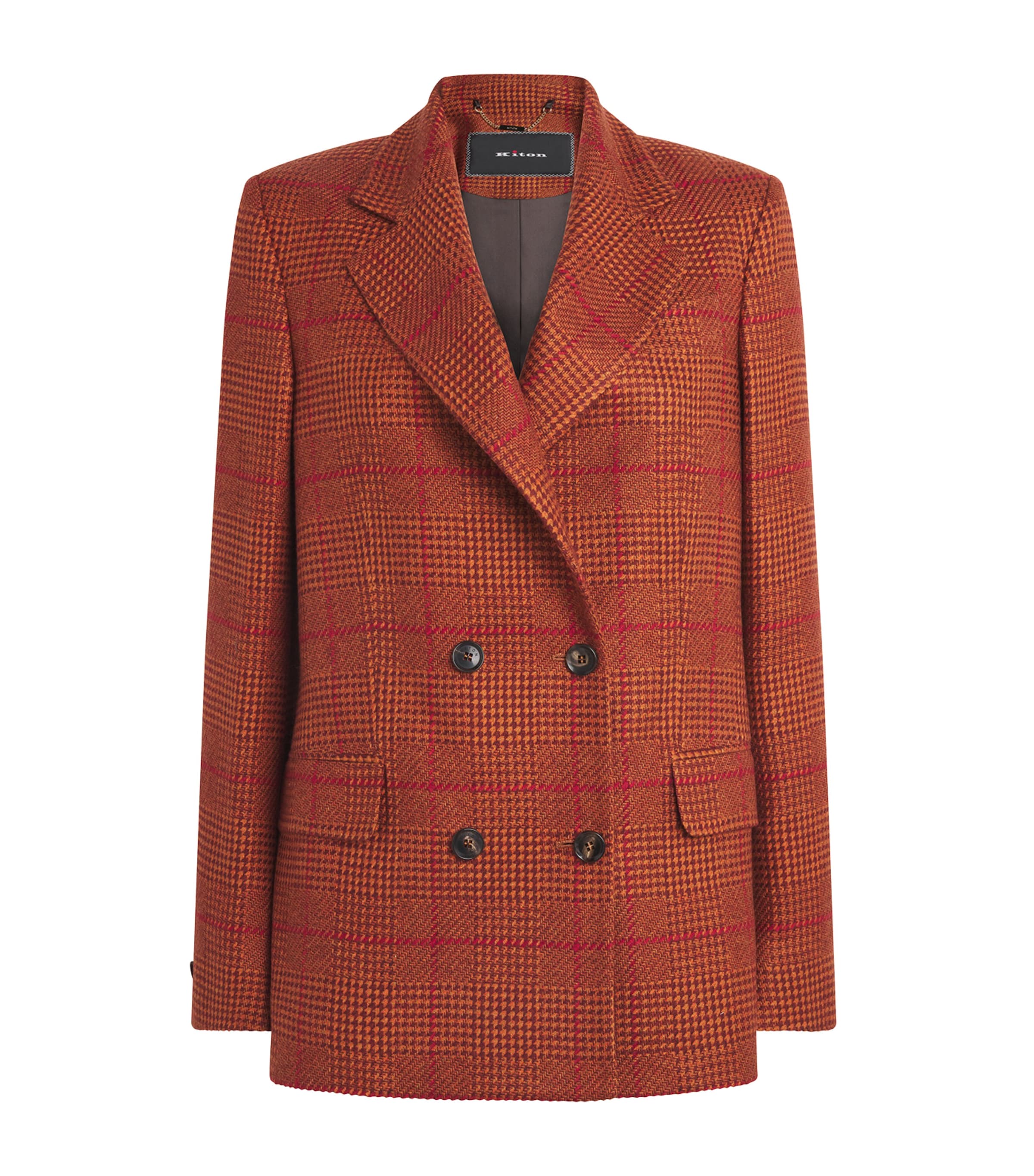 Kiton Silk-cashmere Double-breasted Blazer In Red