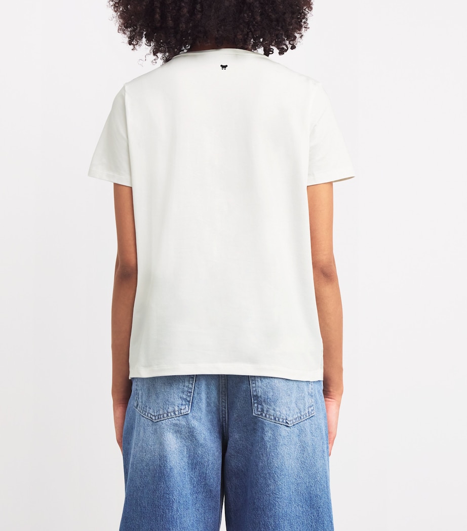 Weekend Max Mara Womens Stretch-Cotton Embroidered T-Shirt White Image 4