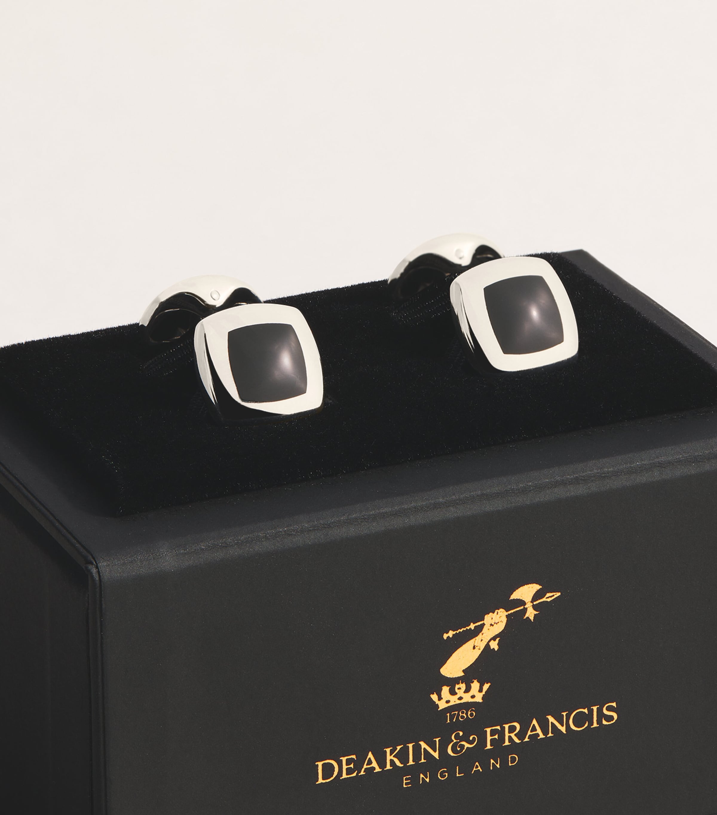 Deakin & Francis Sterling Silver and Onyx Square Cufflinks
