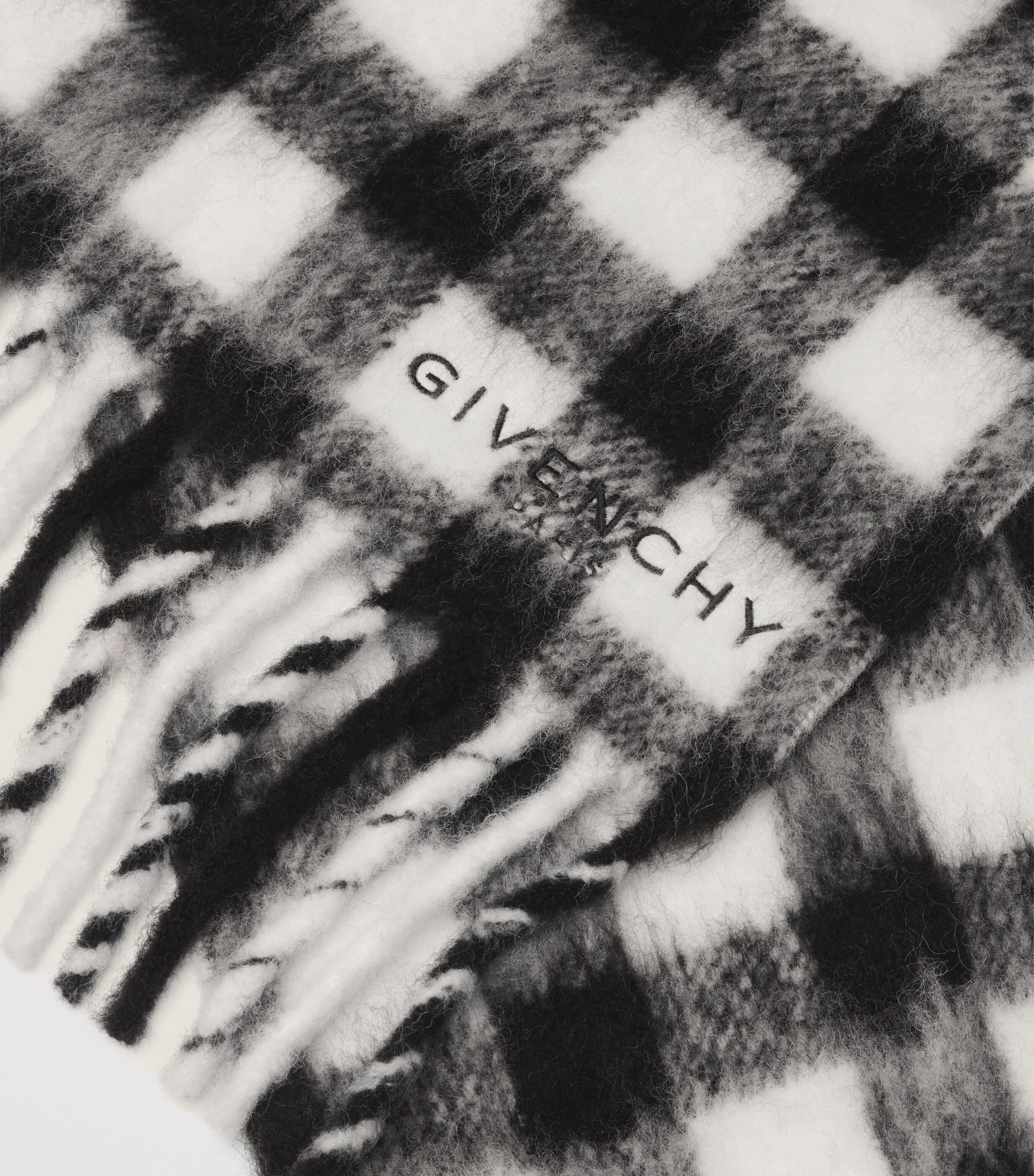 Alpaca-Blend Check Logo Scarf BLACK/IVORY Image 2