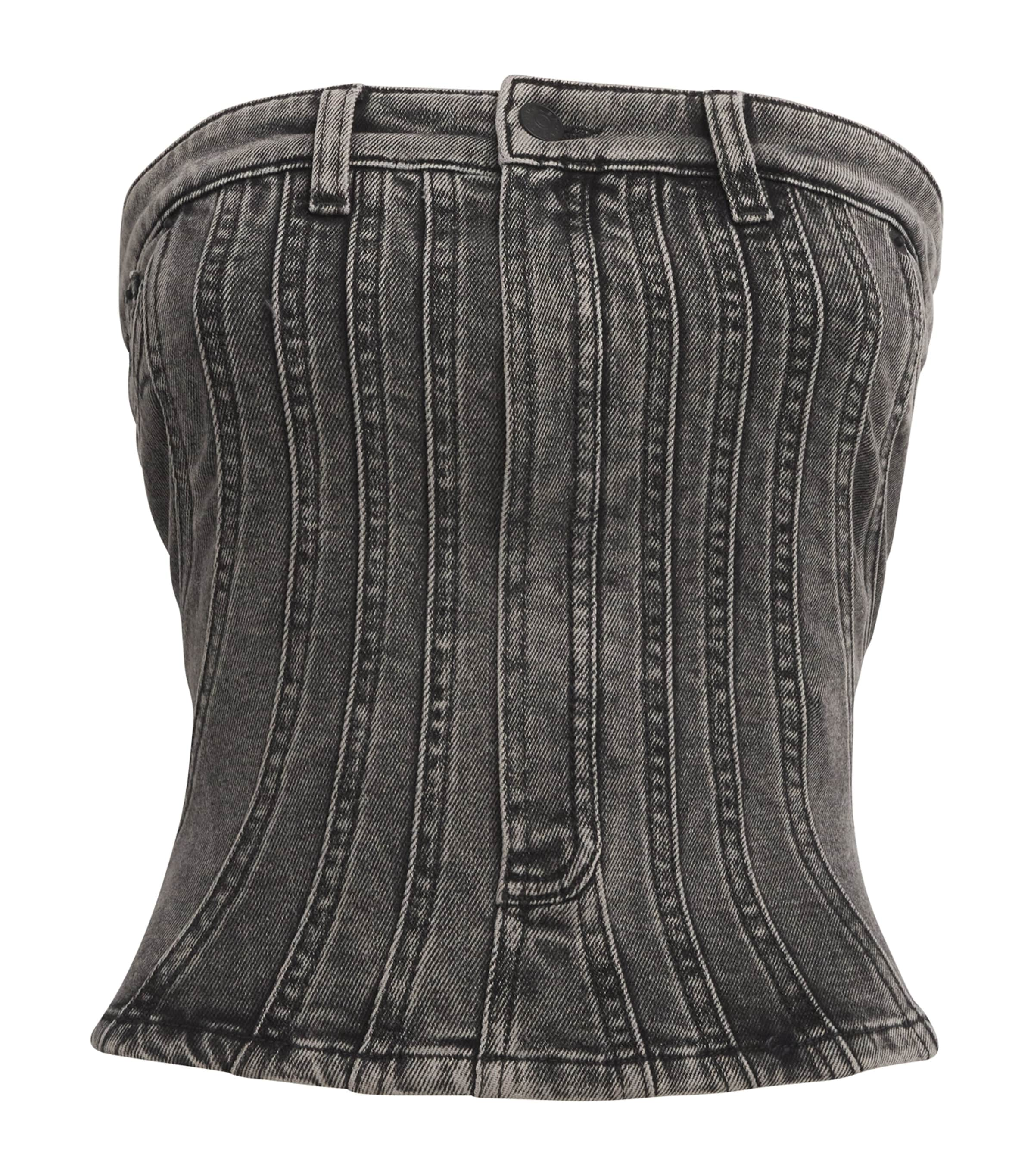 Shop Mugler Denim Corset Top In Black