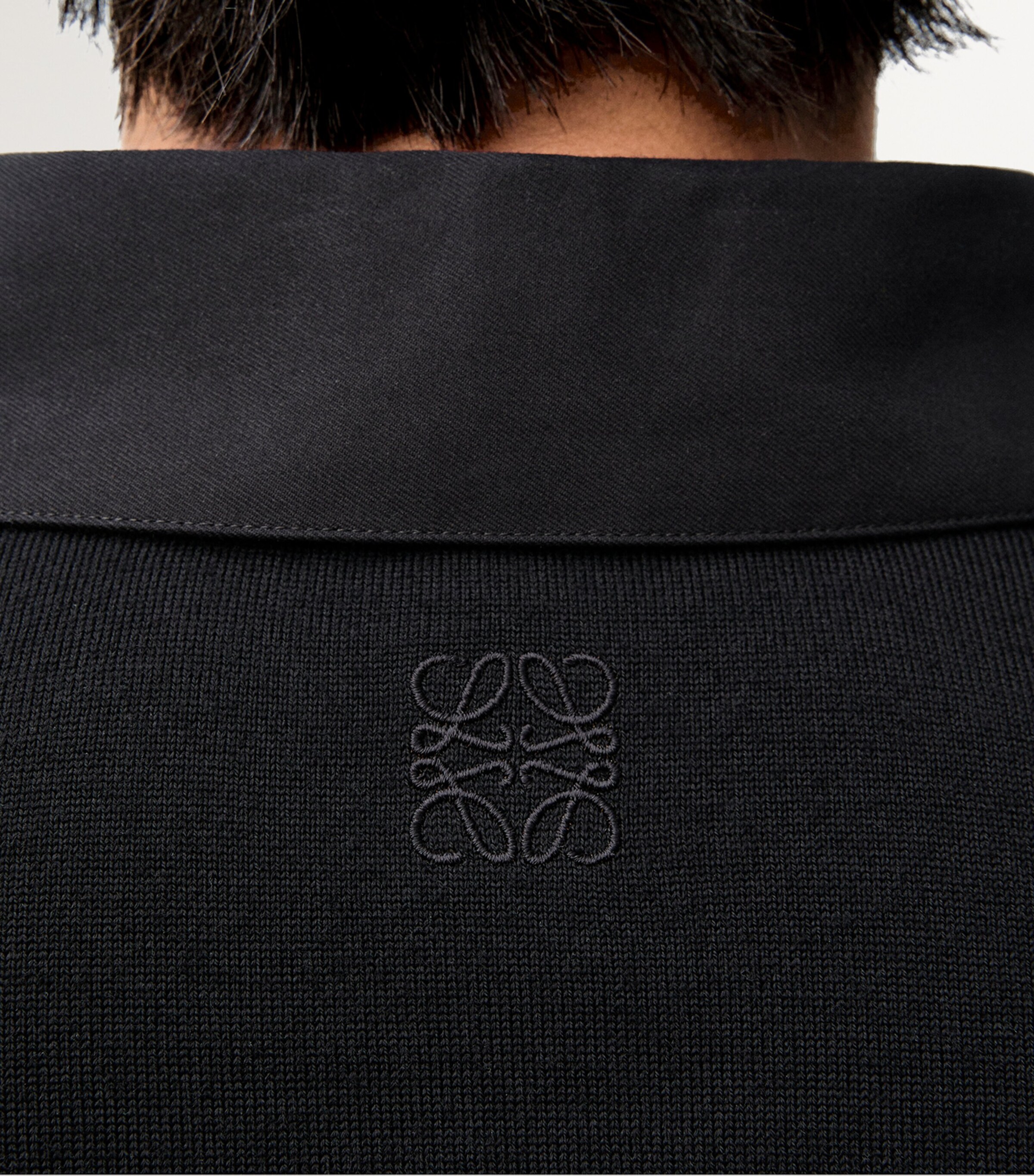 LOEWE Mens Wool-Cotton Panelled Shirt Black/black Image 5