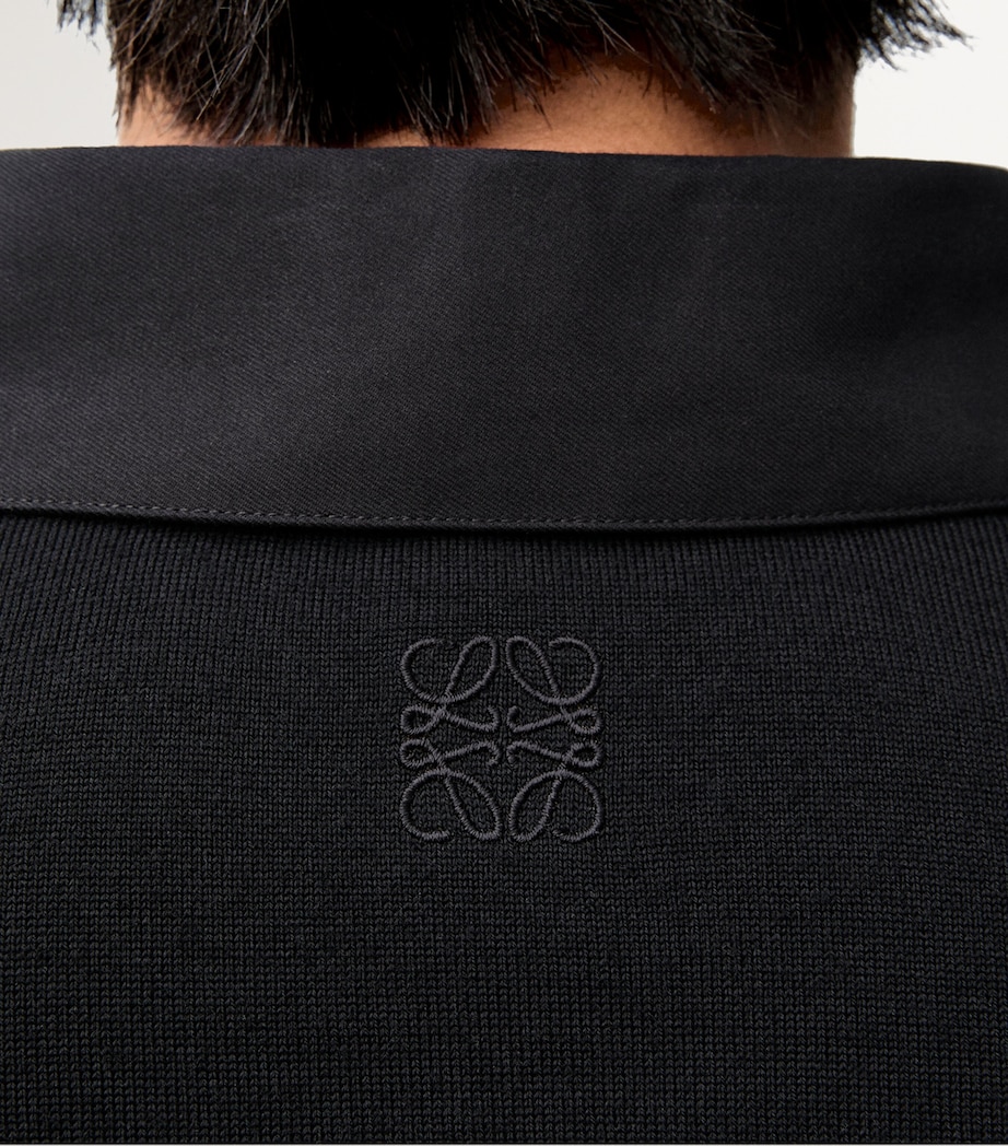 LOEWE Mens Wool-Cotton Panelled Shirt Black/black Image 5