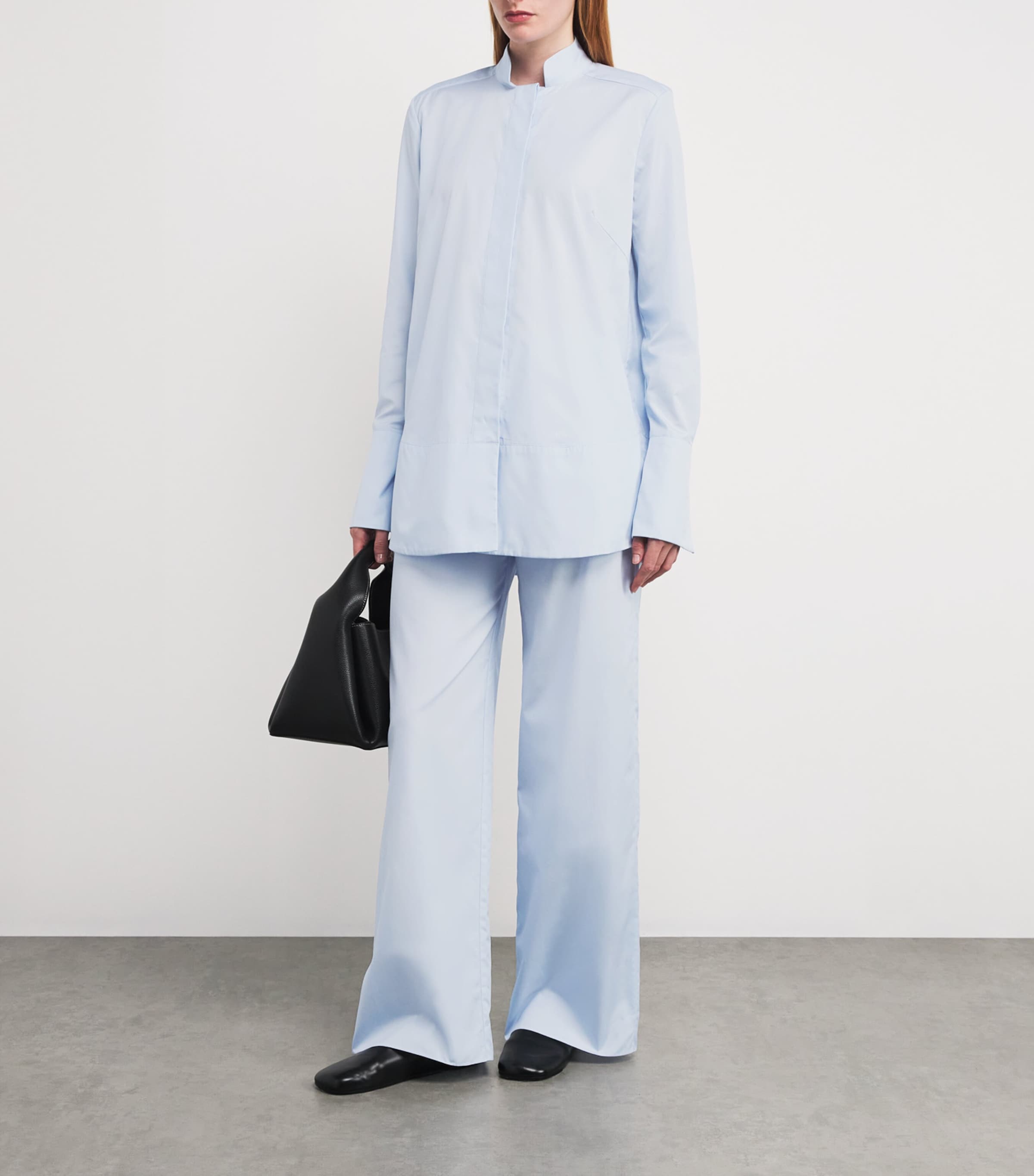 Liberowe Womens Cotton Poplin Pajama Trousers Pale Blue Image 2