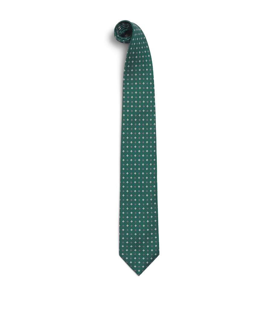 E. Marinella Silk Floral Tie Green Image 1