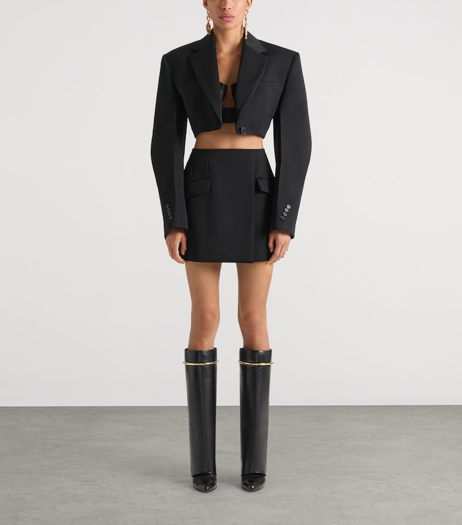 Wool Tailored Mini Skirt BLACK Image 2