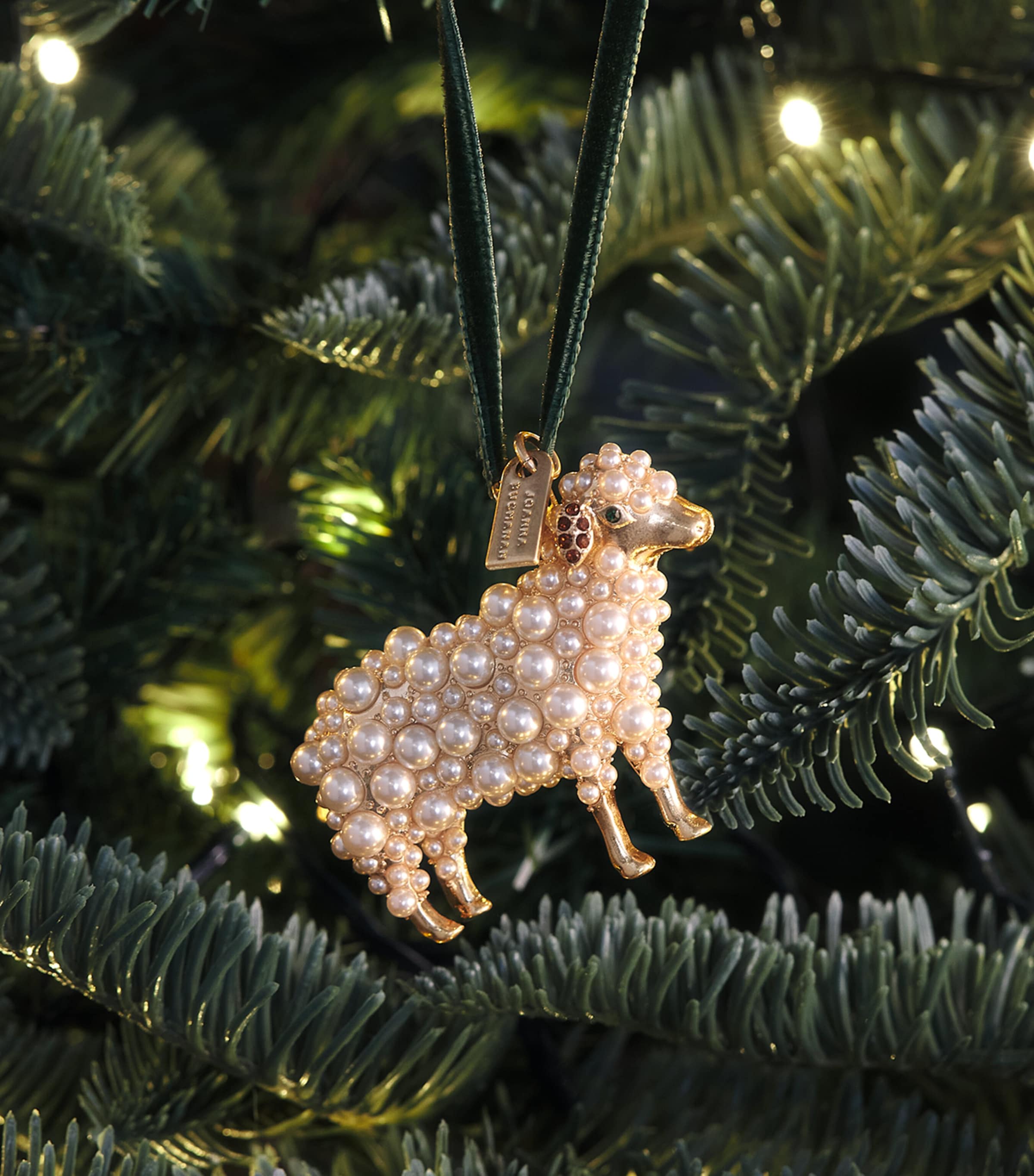 Joanna Buchanan Faux-Pearl Sheep Tree Decoration Cream Image 3